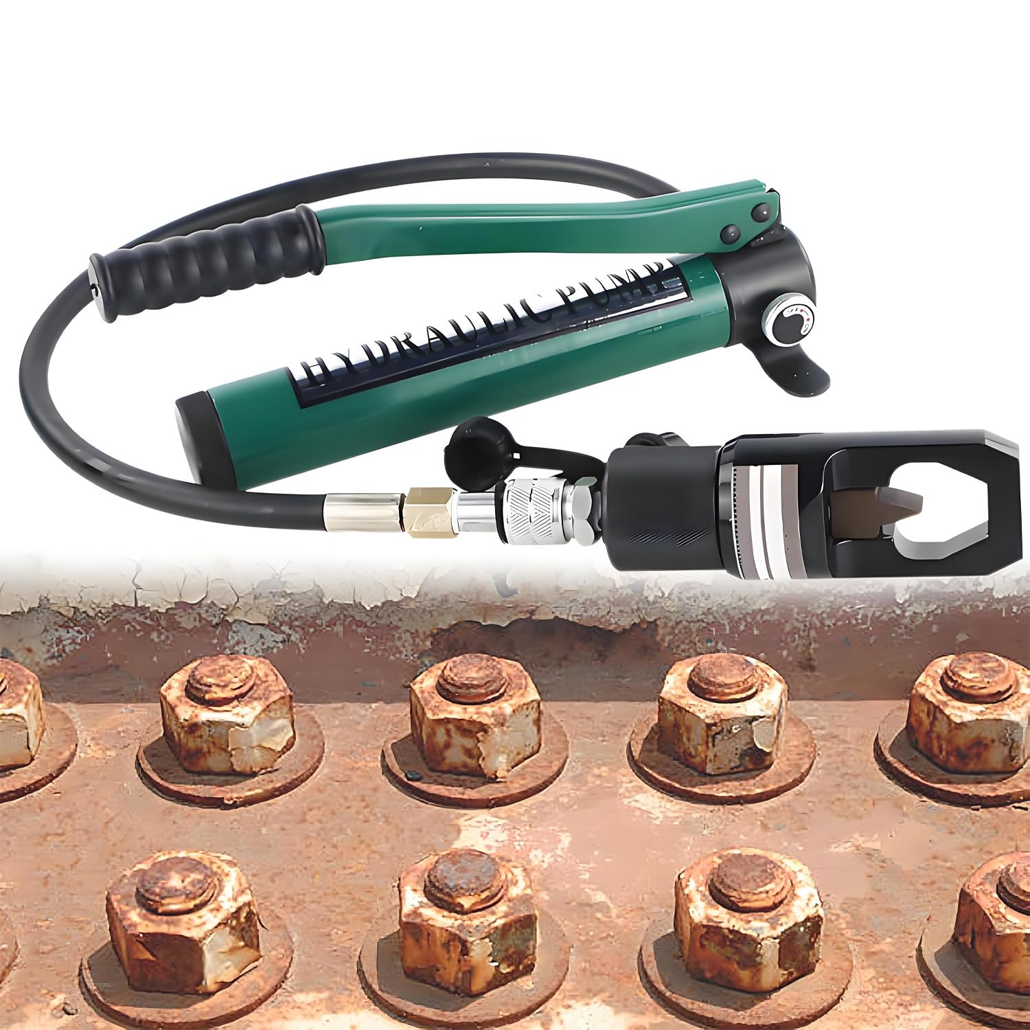 GLBMXDD Hydraulic Nut Splitter Tool,with Hand Pump and Small&Big Blade, Suitable for Breaking & Removing Damaged Rusty Broken Heavy Duty Nut Independently in Hand-Power F41