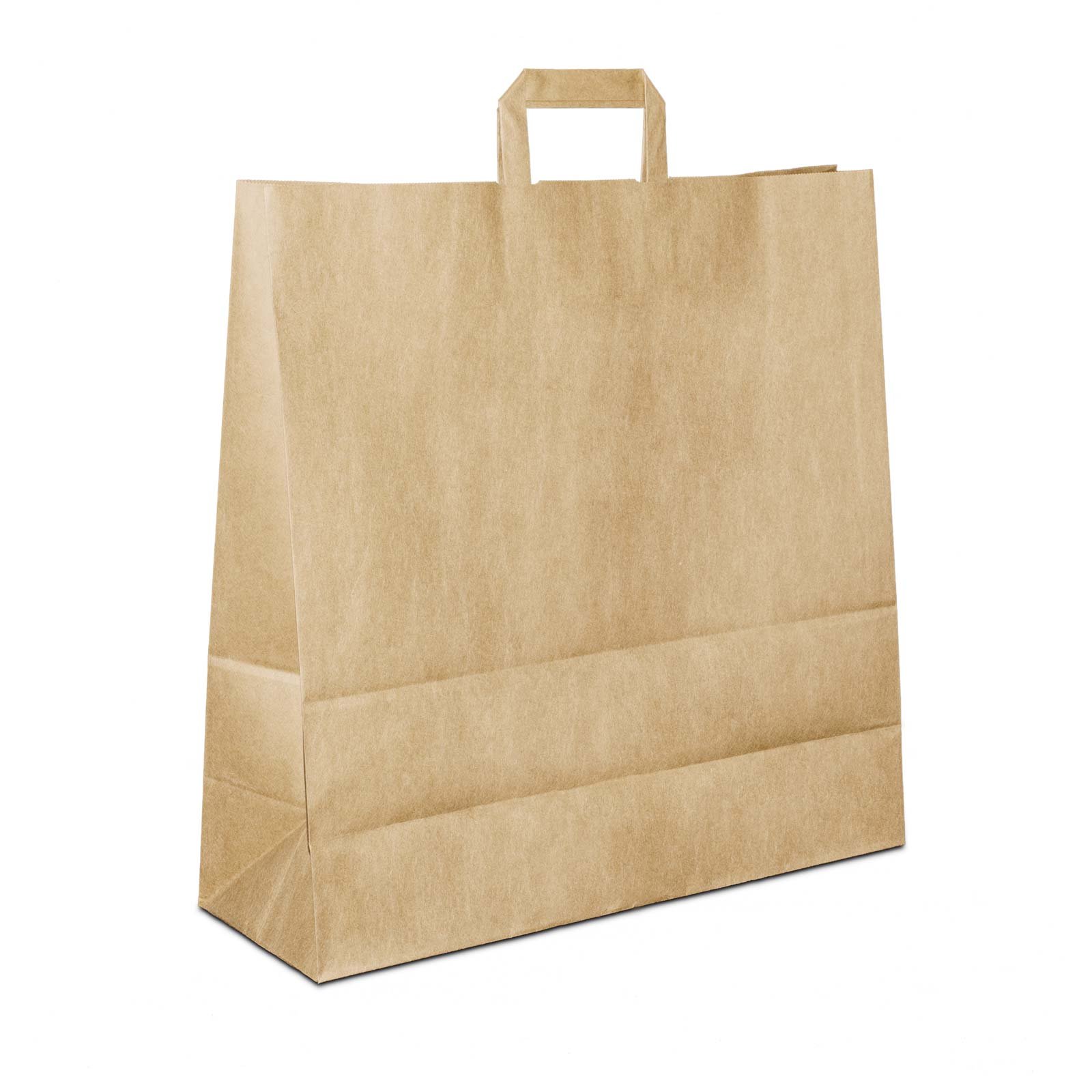 Papiertüten Braun mit Flach-Henkel I 200 Stk. 40+16x45cm I Papiertragetasche für Einzelhandel, Hochzeit, Geburtstag, TO-GO I Geschenktüten aus Kraftpapier I HUTNER