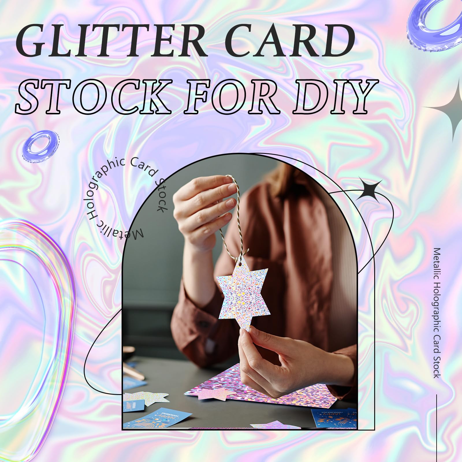 Amazon.com : Kosiz 100 Sheets Metallic Holographic Card Stock Shiny Glitter  Cardstock Iridescent Mirror Paper 8.5 x 11'' 250 GSM Thick Mixed Color Foil  Paper for Scrapbook Letter Poster Craft(Colorful) : Arts,