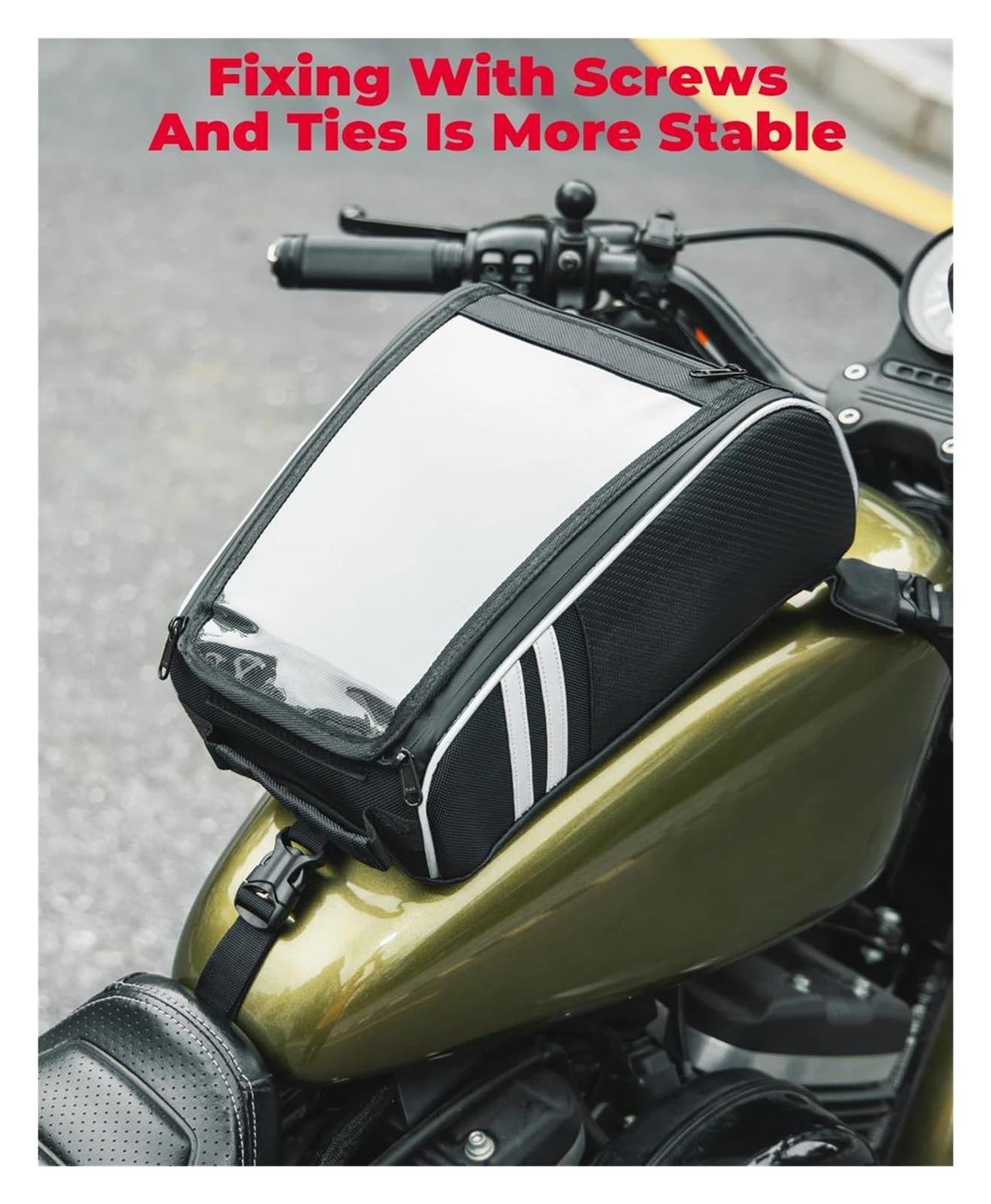 Sacoche de Réservoir de Moto étanche Sacs de réservoir de moto imperméables, sac de téléphone de Navigation pour écran tactile, sacs d'organisation avec housse de pluie pour Sp&or&ts&te&r pour Softail