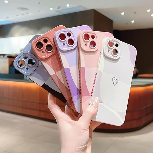 Miniatura 4 de YKCZL Funda para teléfono compatible con iPhone 15 Plus de 6.7 pulgadas, bonito patrón de corazón pintado con diseño de corazón, protector completo