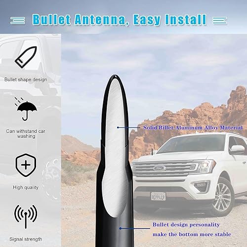 Miniatura 2 de Z-oneMart Antena de repuesto para vehículo de 5.4 pulgadas con Dodge, Ford, Chevrolet, Toyota, Jeep, GMC Antena de radio para automóvil que mejora