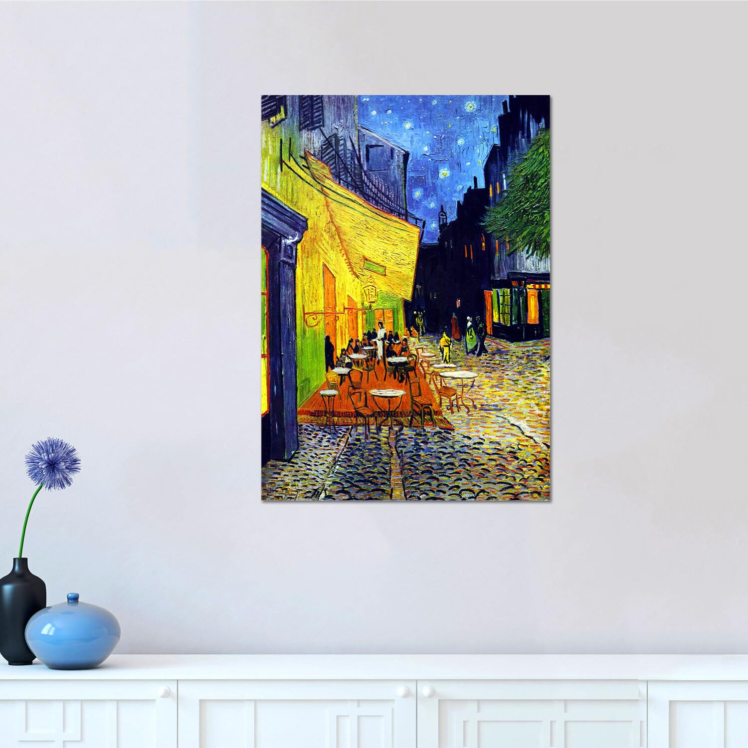 Giallobus - Quadro - Vincent Van Gogh - Terrazza di un caffè di notte - Vetro acrilico - 70x100 - Pronto da appendere - Quadri moderni per la casa