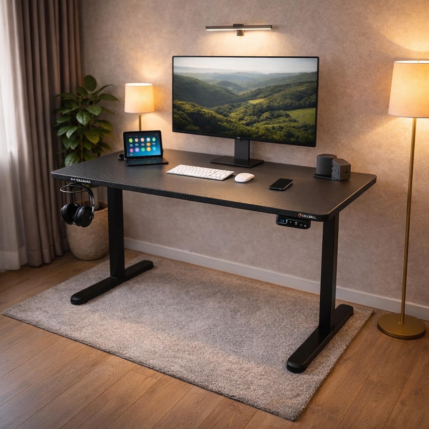 CELLBELL Ergolift Height Adjustable Table for Office Work | Everyday Ergonomic Desk with One Piece Top | Advance Memory Preset | Pre Installation Provided | 3 Year Warranty | (Full Black)-image-20