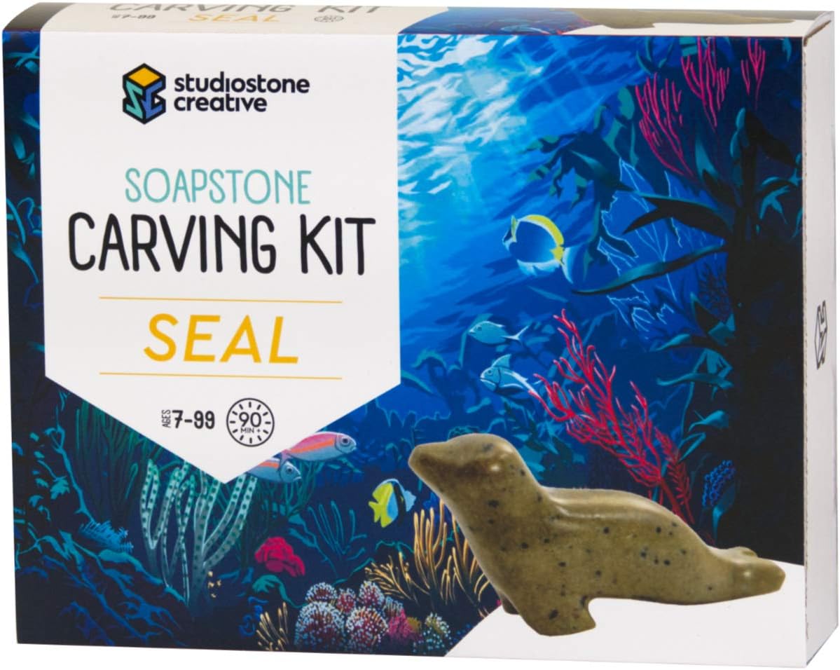 STUDIOSTONE CREATIVE DIY Arts & Crafts Carving Kit Kids Adults Seal Sculpture Soapstone