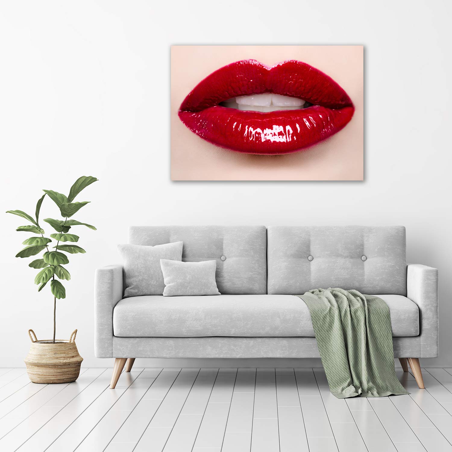 Tulup Tirages sur toile - art mural - tirages sur toile - thème d'image - 100x70 cm - Sensualité - Rouge - Lèvres Rouges