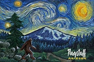 Flagstaff, Arizona, Bigfoot, Starry Night (16x24 Giclee Gallery Art Print, Vivid Textured Wall Decor)