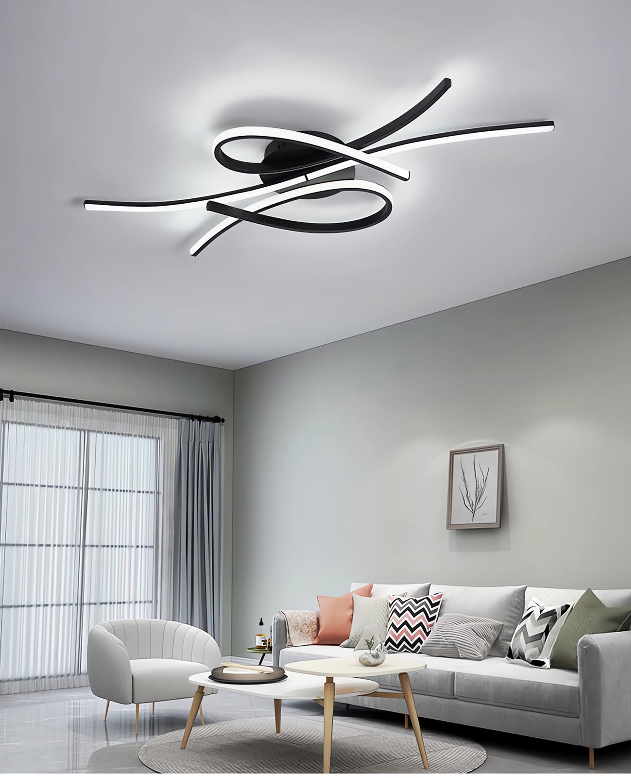 DXYD Modern LED Lights for Bedroom,54W LED Ceiling Light, Black Ceiling Lamp 3000-6000K,Dimmable Ceiling Lighting with Remote Control for Living Room Dining Room Bedroom (Black)
