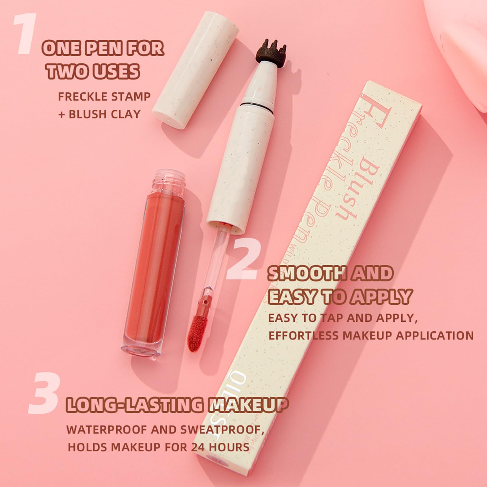 Freckle Blush Pen 2-in-1 Liquid Freckle Stamp & Blush Pen, Waterproof Cream Blusher for Natural Effortless Sun-Kissed Look - Image 4