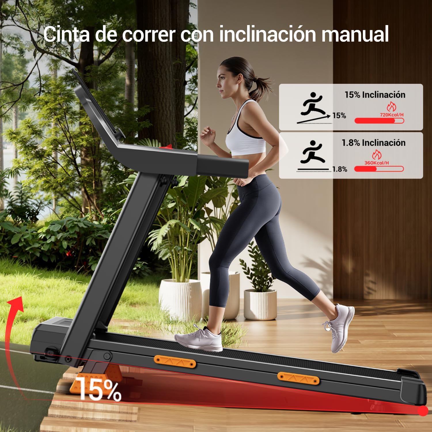 UMAY Cinta de Correr Plegable con Inclinación | Cinta de Andar Plegable,Caminadora Electrica Para Casa Equipado con un Motor de 3,0 CV y Pantalla LED,Máximo 136KG