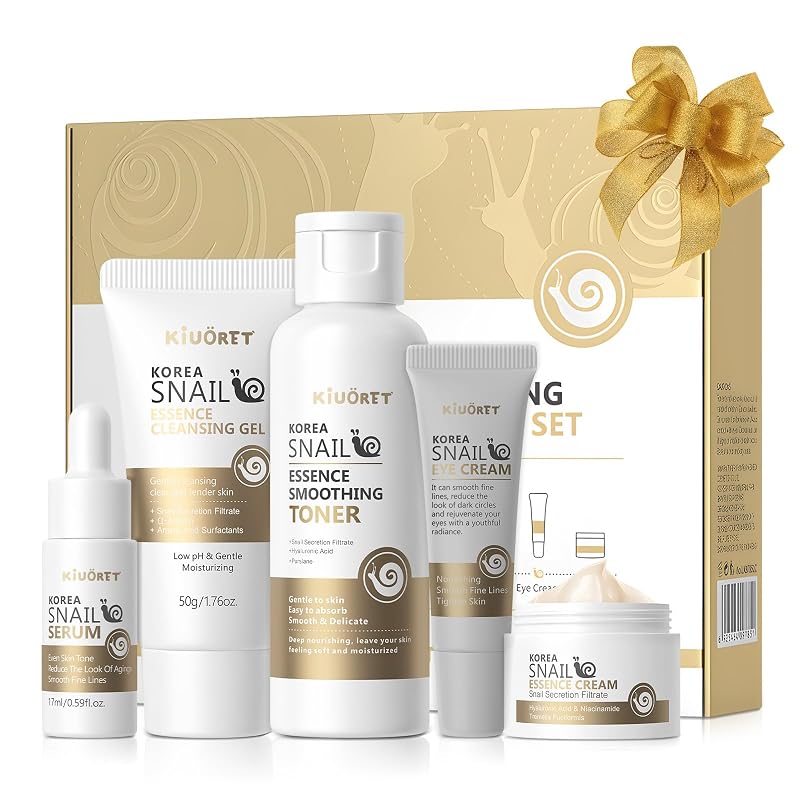 Kit de cuidados faciais KIUORET com mucina de caracol e ginseng vermelho, 5 peças