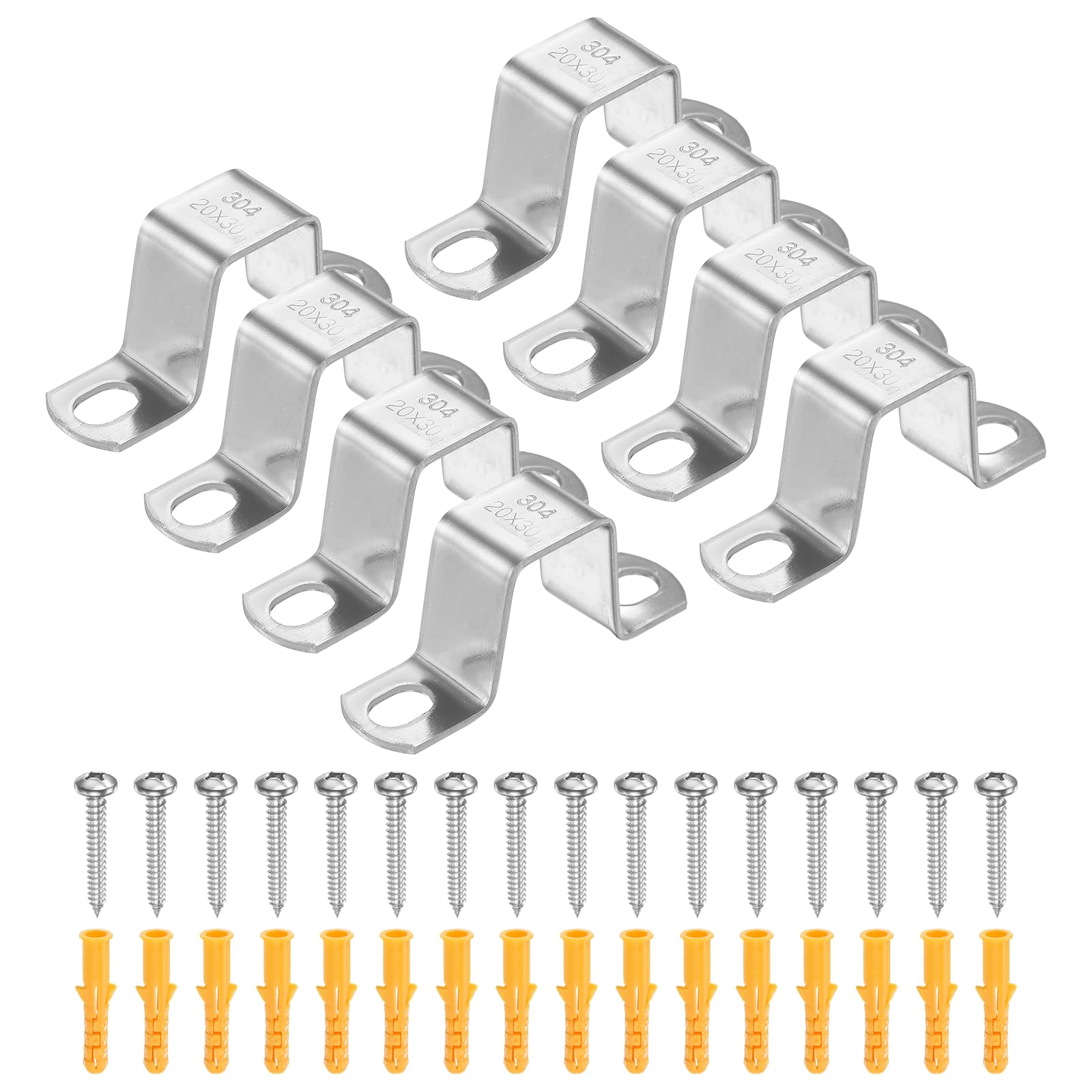 HARFINGTON 12 morsetti quadrati per tubi, 20 x 30 mm, in acciaio inox 304 | Morsetto a forma di U, staffa per connettore con fibbia a tubo quadrato con viti per tubo flessibile cavo recinzione ponte