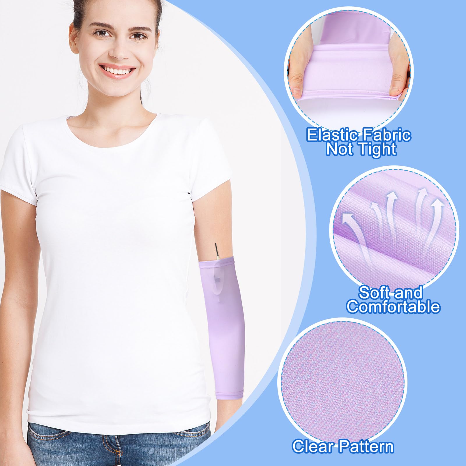 Cuffbow PICC Line Sleeve Cover for Adults PICC Line Sleeve Protector Reutilizable PICC Sleeve Breathable Arm Cast Cover Elastic Line Sleeve for PICC Nursing Supplies (Solid Style)