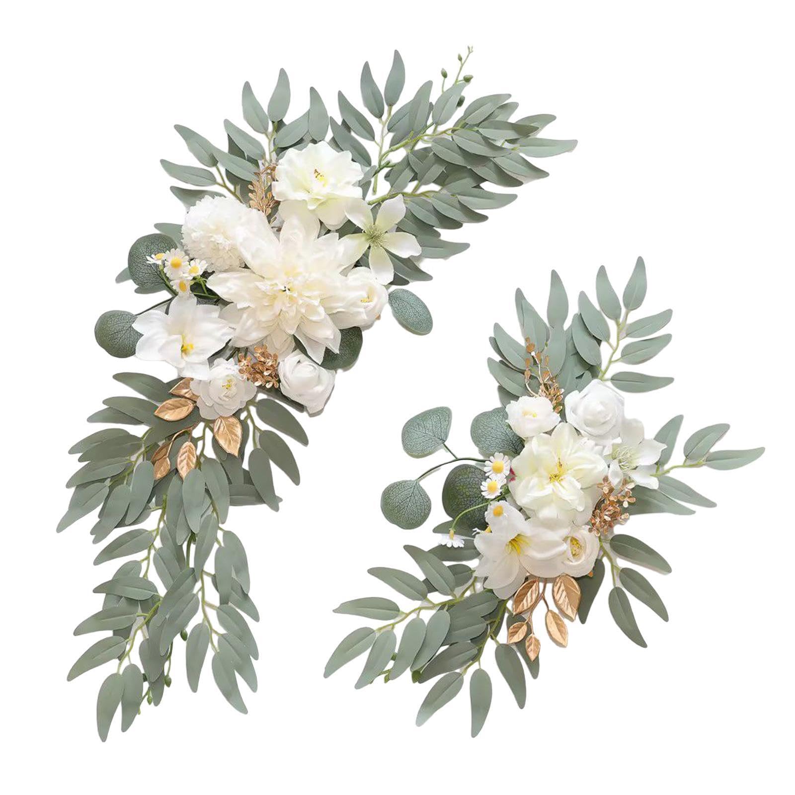 Auyxssz White Exquisite Wedding Arch Flower Decorations With Lifelike Silk Flowers Creating Elegant Backdrops During Joyful Celebrations Wedding Arch Flower, 60X40cm 40X30cm