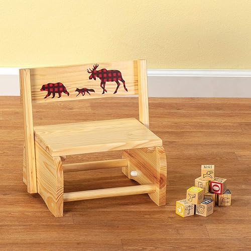 Miniatura 20 de Taburete y silla infantil 2 en 1, diseño deportivo Deportes,Animales y Postres,Beige,Tartán Búfalo,Dinosaurio,Emoji,Animales