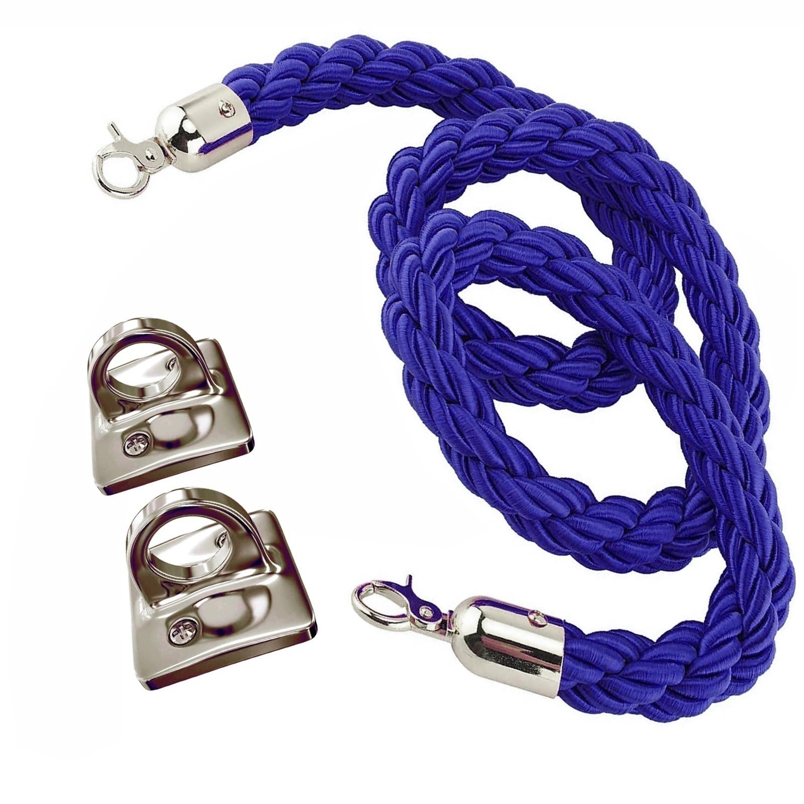 GDMDPTE Premium 1.5m Champagne Rope with 2 Wall Hooks - Twisted Stanchion Rope for Queue Management VIP Events Parties and Crowd Control Solutions