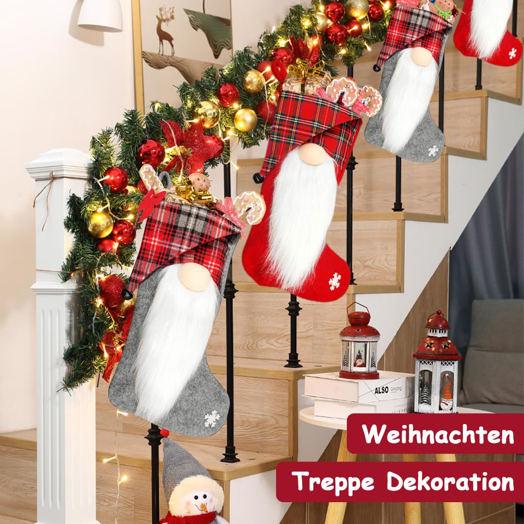 Calze Di Natale Set 2 Pezzi | 46x24cm In Acrilico | Per Camino E Albero | Decorazioni Natalizie - Foto 3