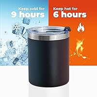 Vista 6 de MEWAY Paquete de 8 tazas de café de 12 onzas con tapa, taza de café reutilizable de acero inoxidable aislada, taza de café duradera de doble pared
