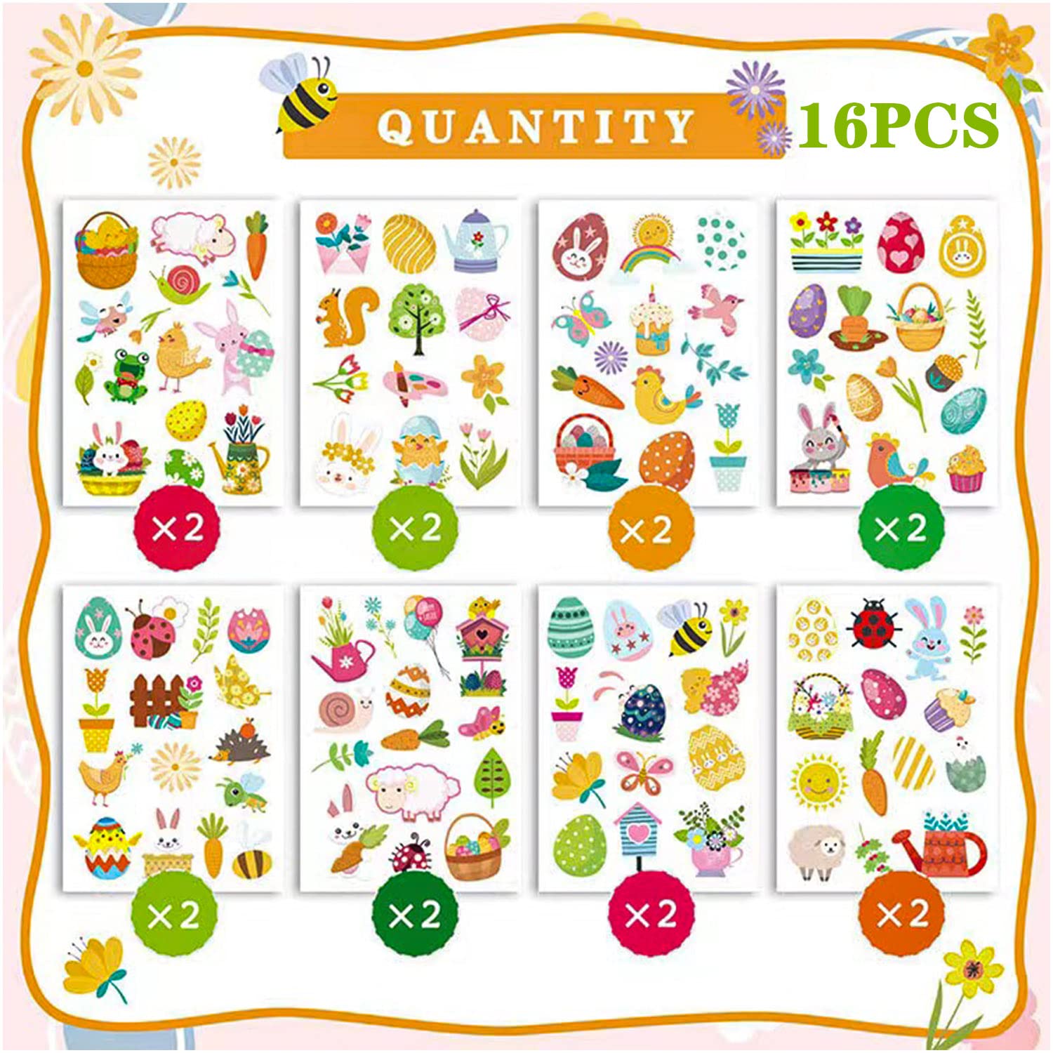 202 Adesivi Pasquali Per Bambini - Coniglietti, Uova E Fiori Per Decorazioni E Bomboniere