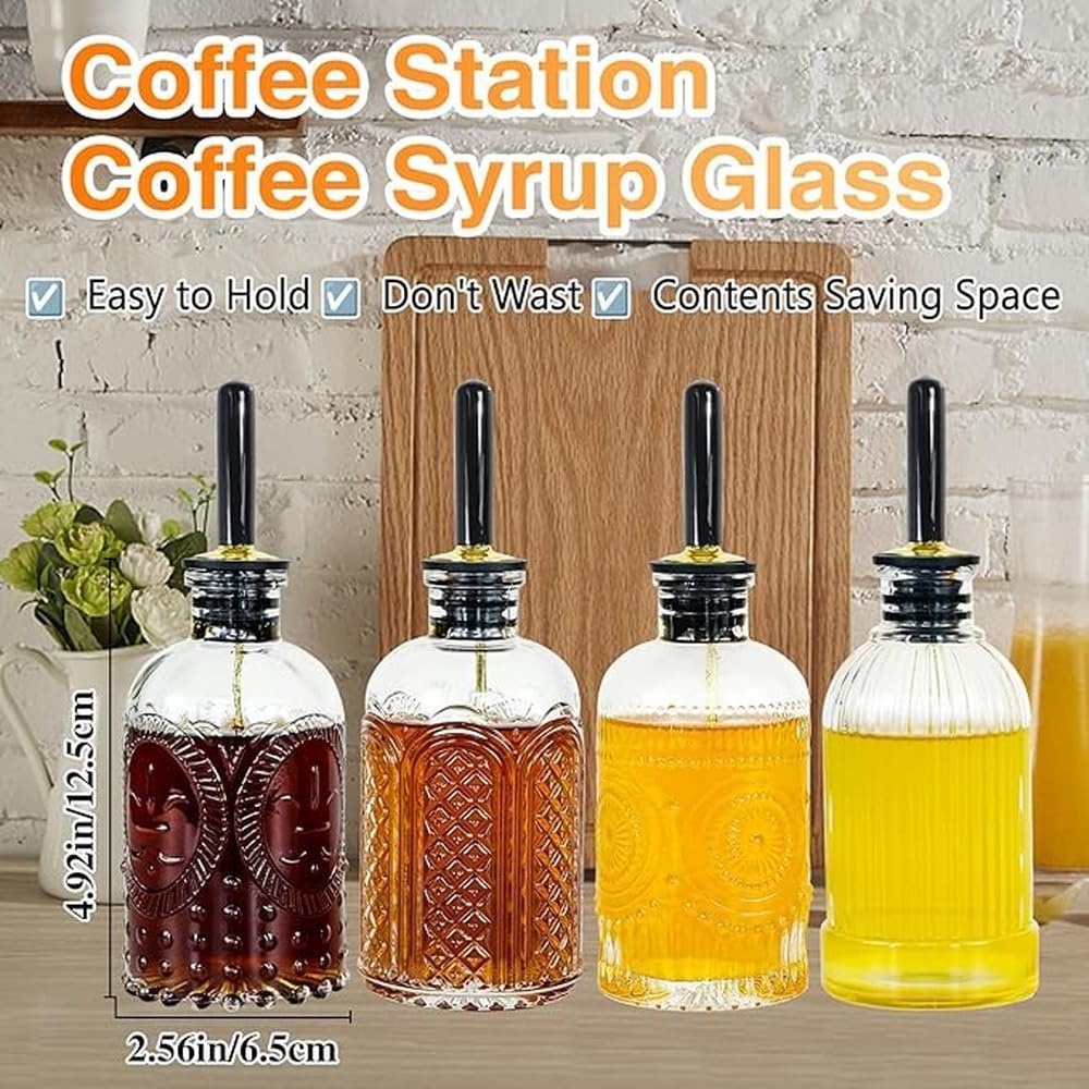 Distributeur de sirop en Verre, Ensemble de Bouteilles pour sirop