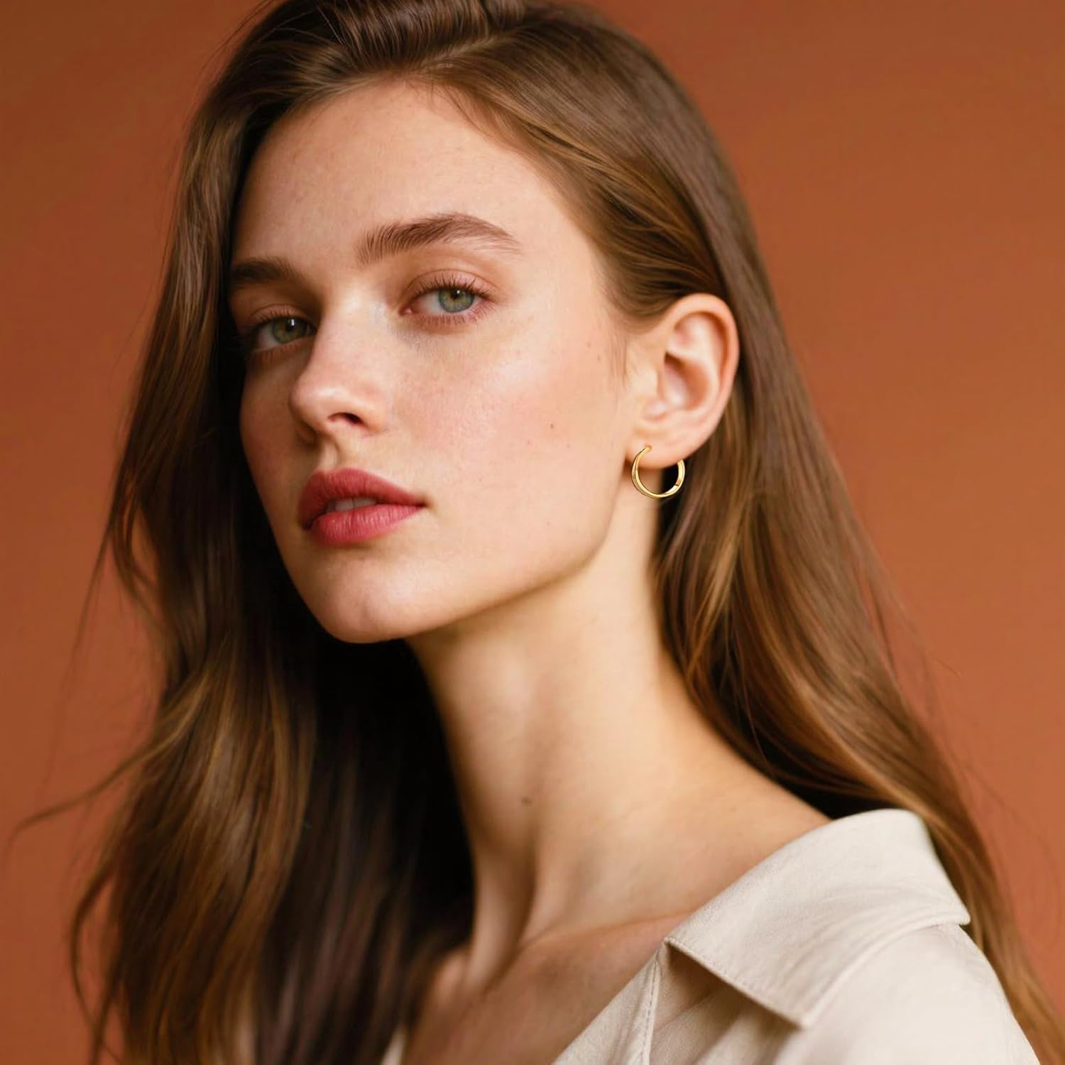 14k Yellow Gold Earrings for Women, 14kt 2.5mm Minimalist Lightweight Hoops Jewelry Woman Gift, 20mm/25mm/30mm