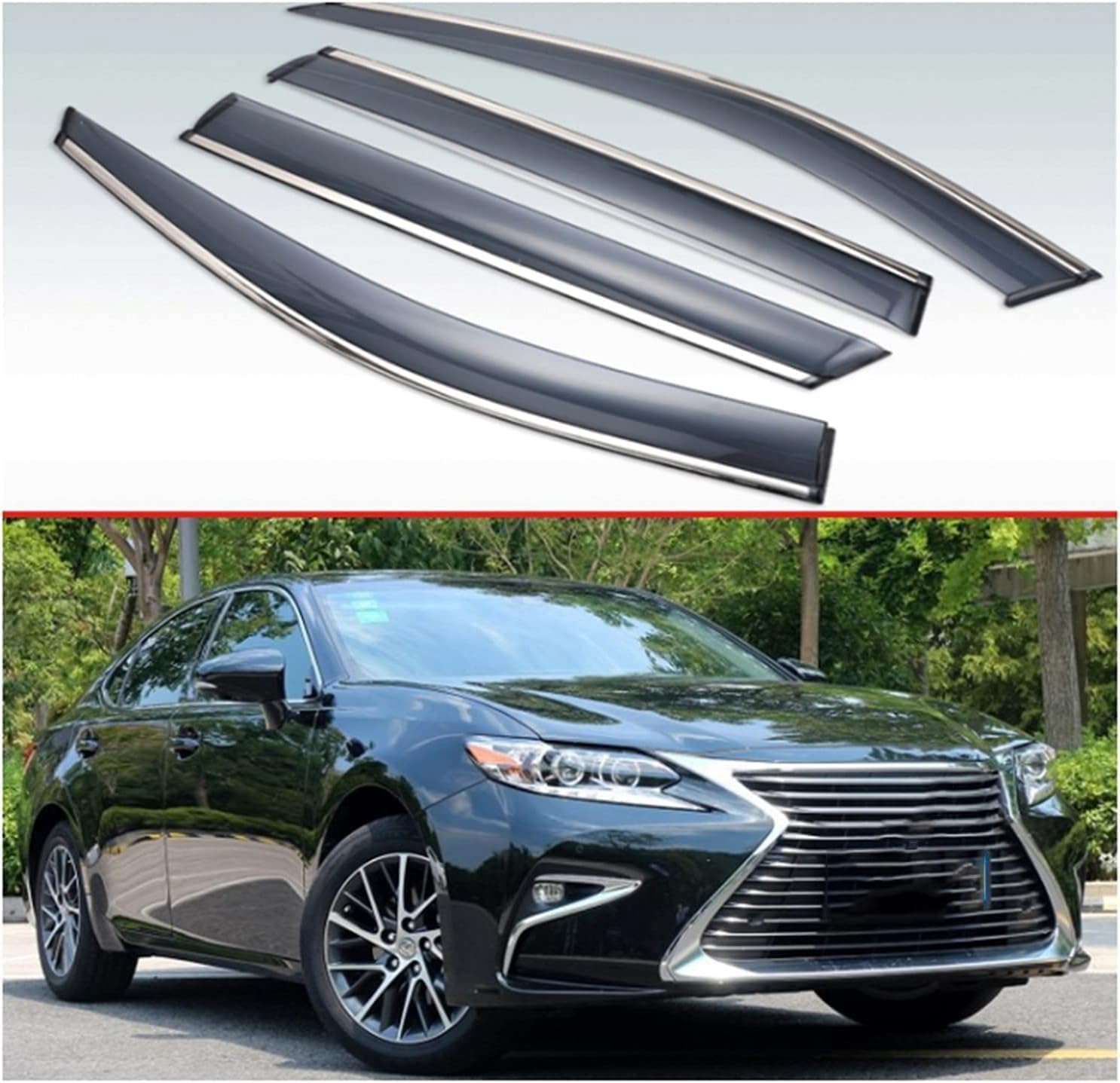Fengxh Normal 4Pcs Smoke Tint Car Window Deflectors For Lexus Es-Class (Gsv60) 2013-2017