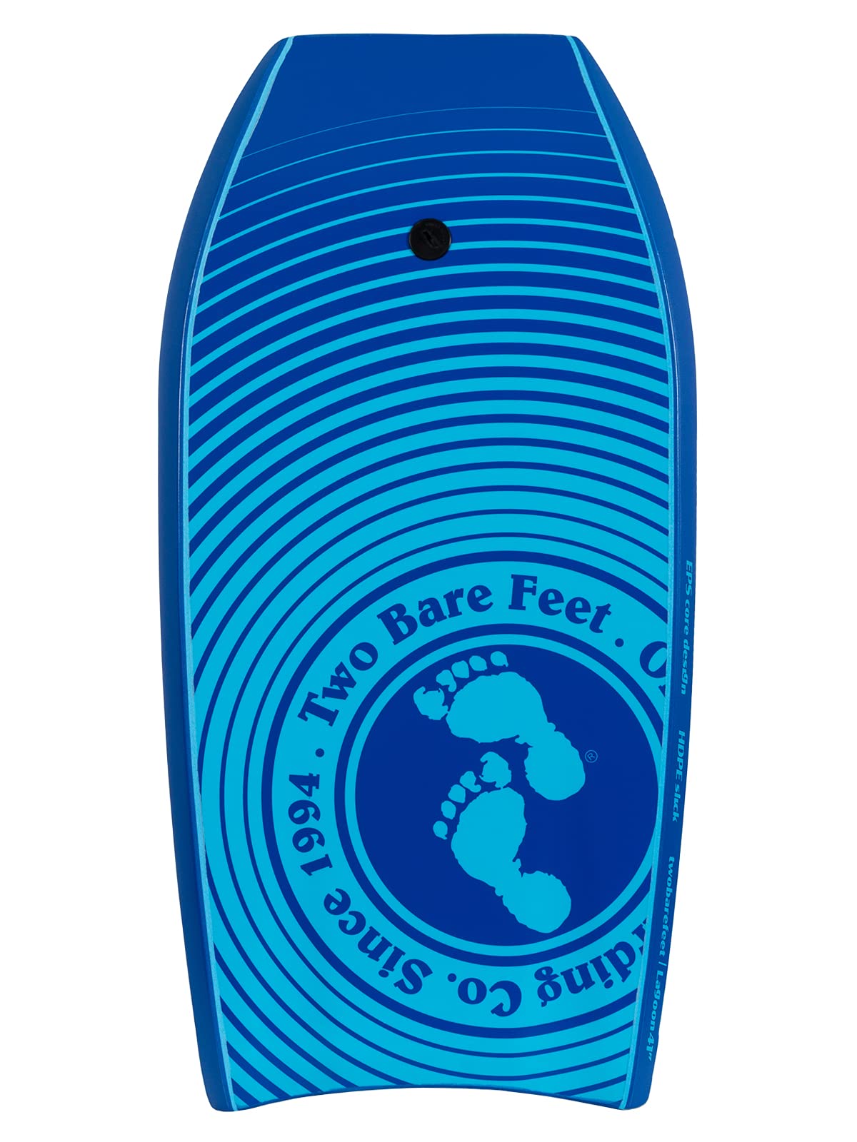 Two Bare Feet Bodyboard with Leash — Boogie Board for Adults & Kids | IXPE Foam Deck, EVA Core & Slick Bottom | Durable, High-Performance Wave Rider for Beach & Surf (Lagoon Blue)