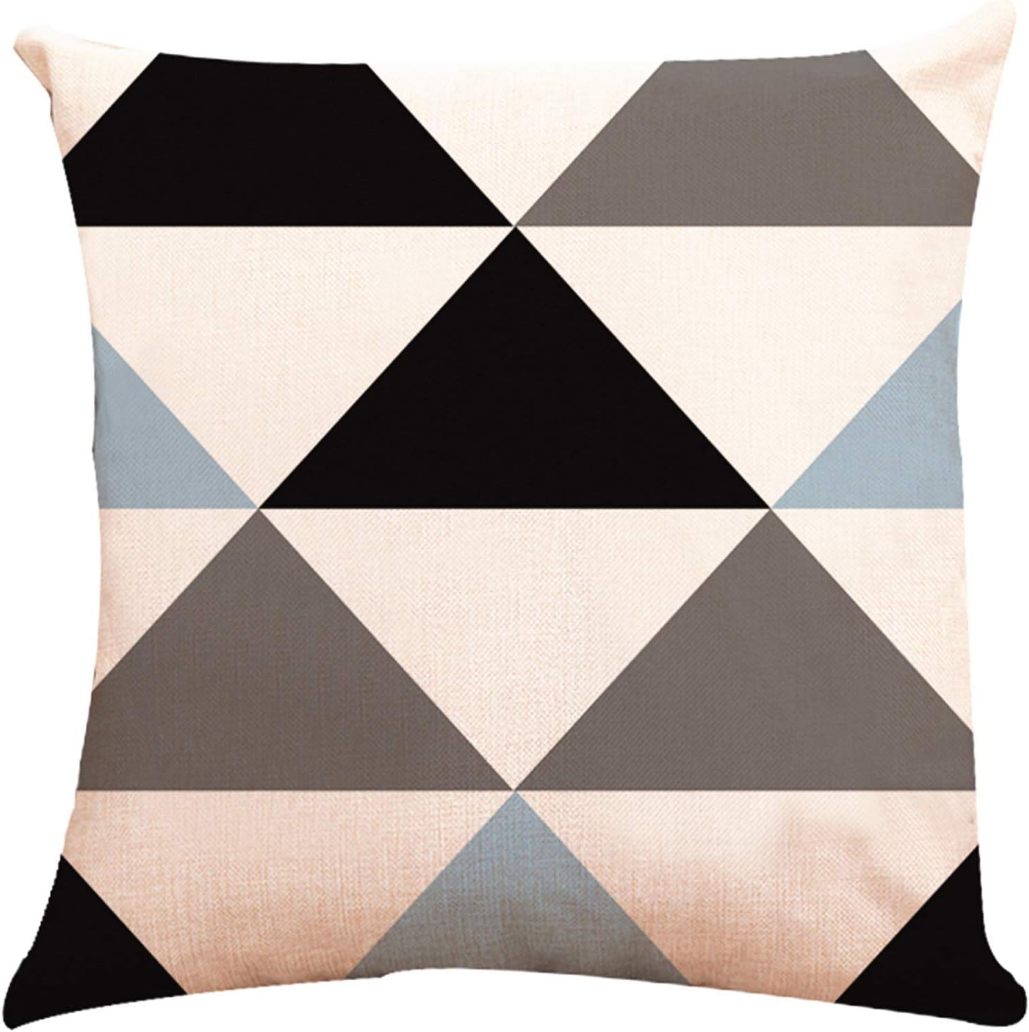 ZUEXT Geometric Throw Pillow Covers 20x20 Inch Double Sided, Set of 4 Cotton Linen Indoor Outdoor Modern Accent Cushion Case Cover for Car Sofa Home Decor(Navy Aqua Beige Triangle Check,Mix & Match)