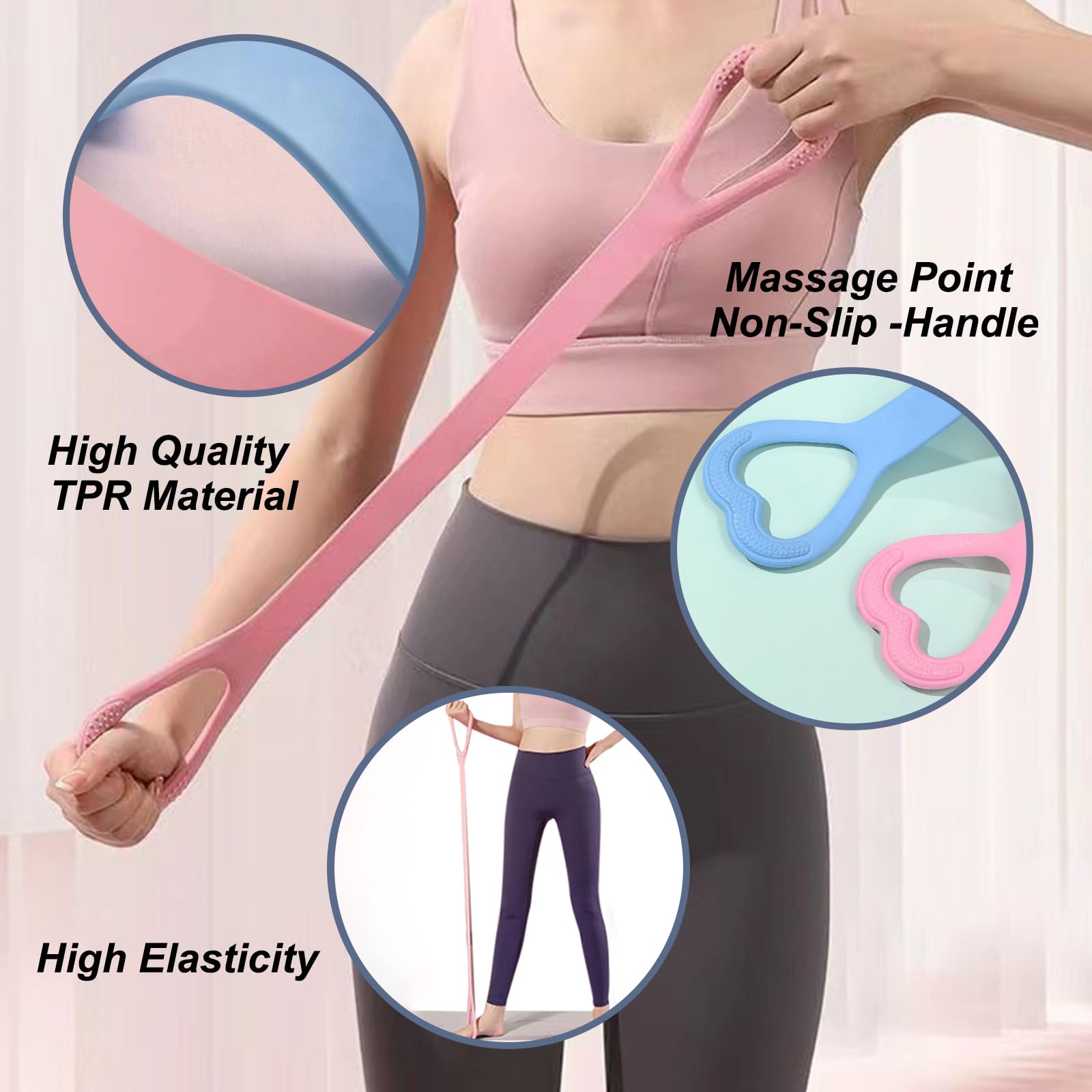 KASESSS 2 Pcs Resistance Band Women, Figure 8 Resistance Bands Set, Arm Back Shoulder Pilates Band - Image 3