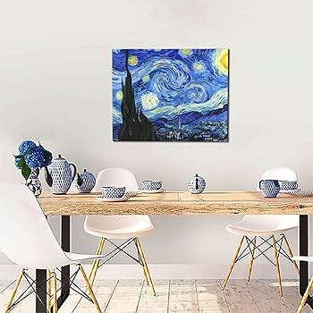 Amazon.co.jp: ゴッホ柄 星 夜 月 復古風 アニメ アートパネル