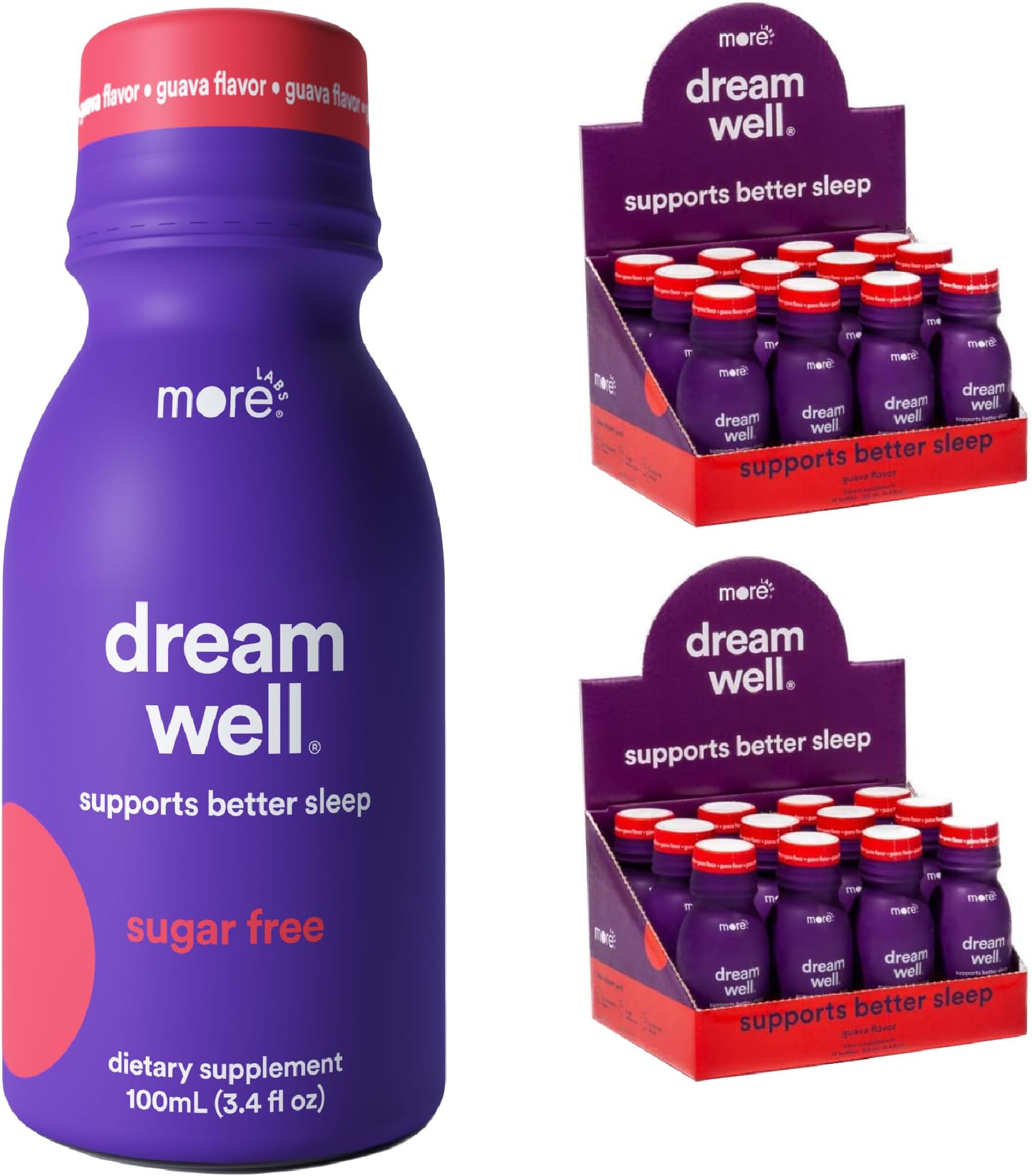 Dream Well, 5MG Melatonin Holistic Sleep Drink Solution, Non-Habit Forming with 5HTP, Lemon Balm, Jujube Seed, Glycine (Pack of 24)