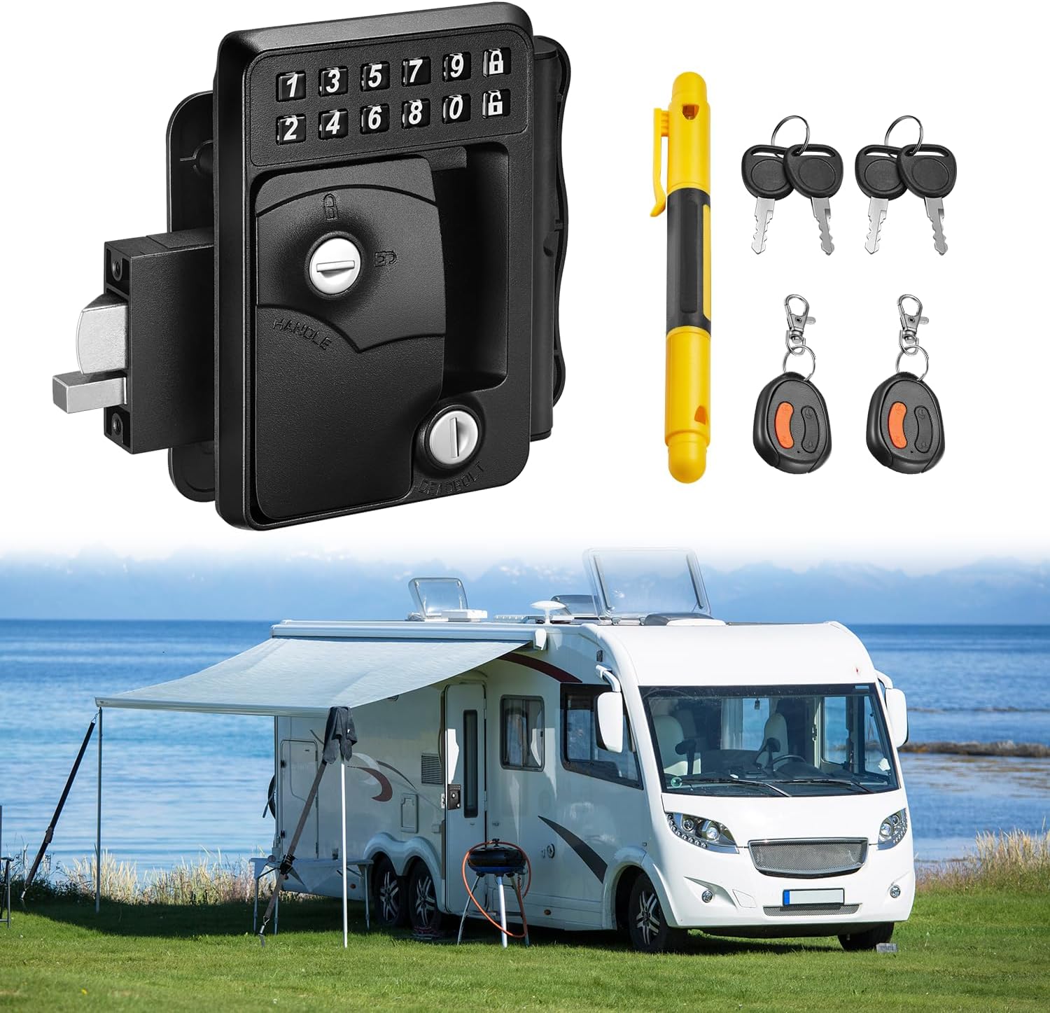 Upgraded RV Door Lock, 100 Metal Rv Keyless Entry Door
