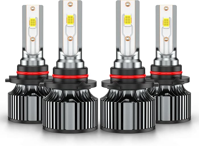 Compatible for Honda Civic Sedan High Low Beams Bulbs 2004 2005 2006 2007 2008 2009 2010 2011 2012 2013 2014 2015, White Powersports Lights With Cooling Fan, Plug-n-Play, for Off-Road Use, Pack of 4