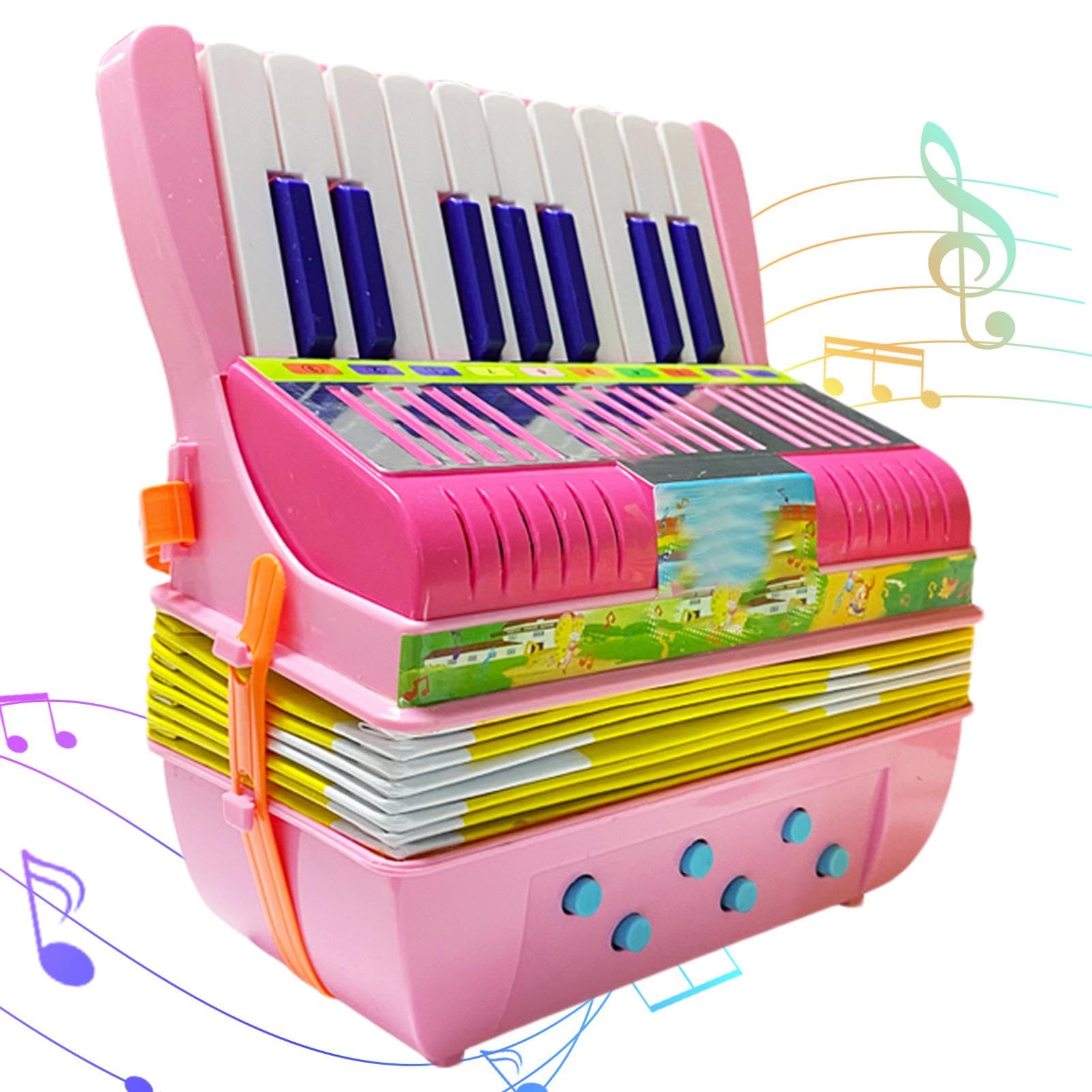 Instrumentos Musicales de acordeón para niños, acordeón de Botones para niños - Acordeón de Botones de 17 Teclas, de acordeón pequeño - Educativo Ligero Preescolar Lindo Instrumento pa