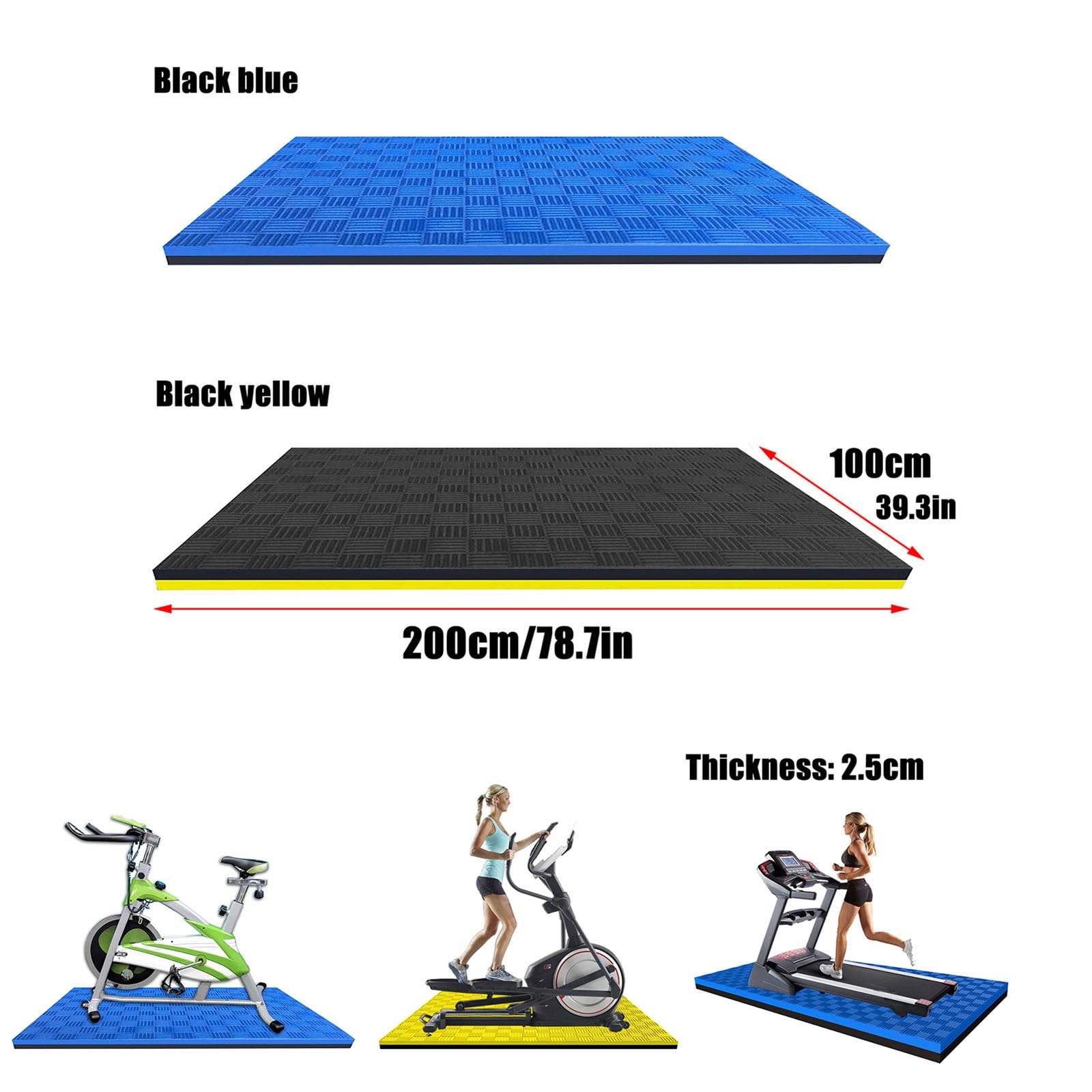 WORDFUN Tappetino per Tapis Roulant, Tappeto Insonorizzante Antivibrazione, Tappetini Attrezzi Fitness Casa, Tappetino Antiscivolo Multifunzione, Protegge Pavimenti in Legno E Moquette