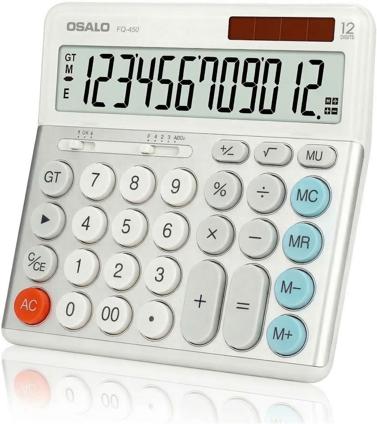 OSALO Desktop Calculator Extra Large Display 12-Digit Big Buttons Accounting Calculators Battery & Solar for Office Business (FQ-450 Extra Large)
