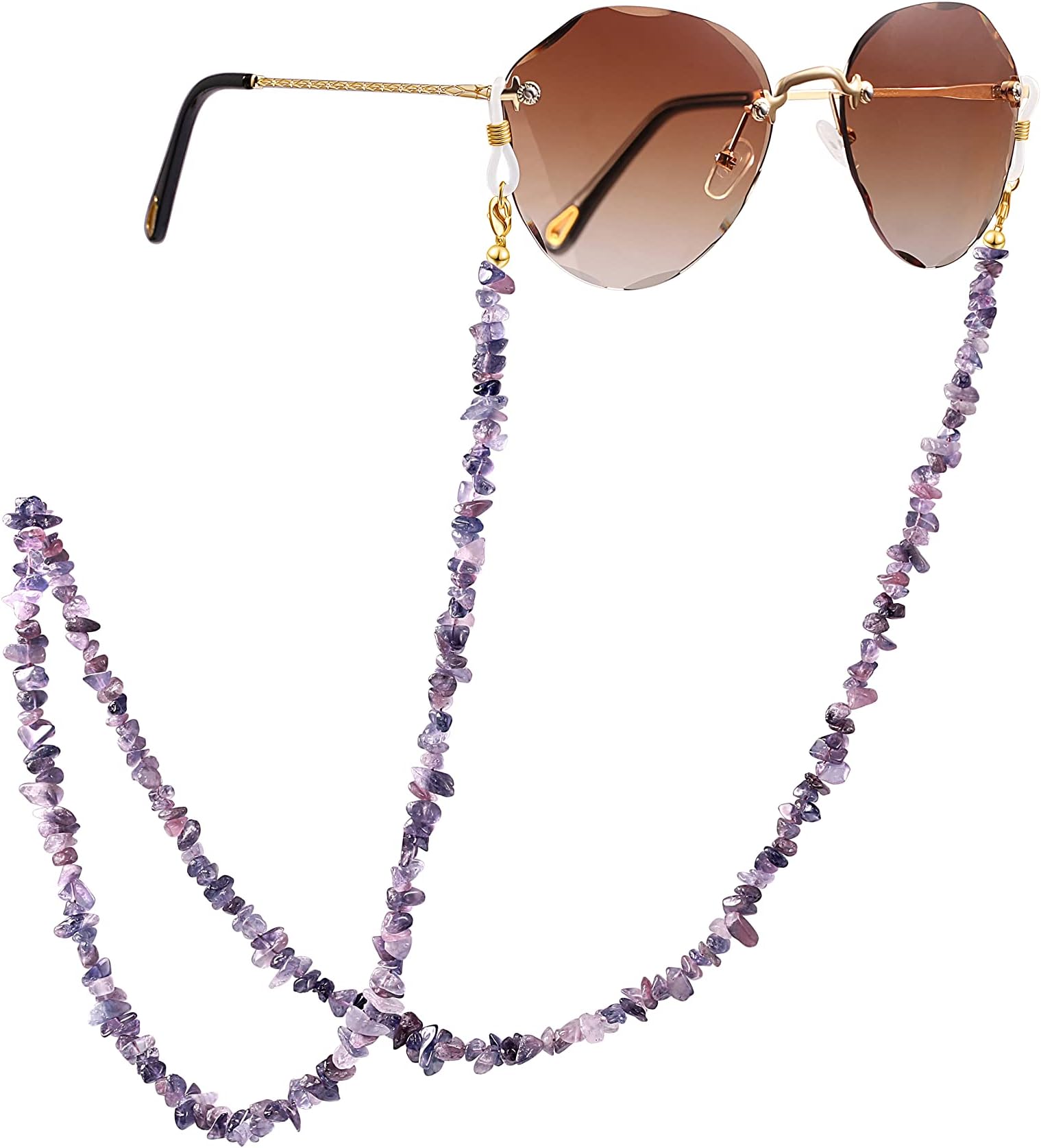 PEARLADA 18K Gold Eyeglass Chain Sunglasses Strap Holder Reading Glasses Retainer Gold Beaded Chain String Cord Lanyard…