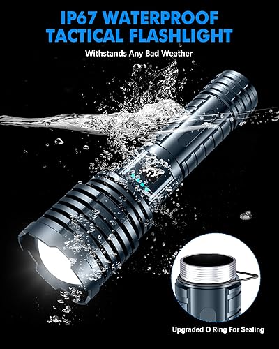 Miniatura 9 de Linternas LED recargables superbrillantes de 2500,000 lúmenes altos, potente linterna táctica de hasta 25 horas de duración de la batería, zoomable,
