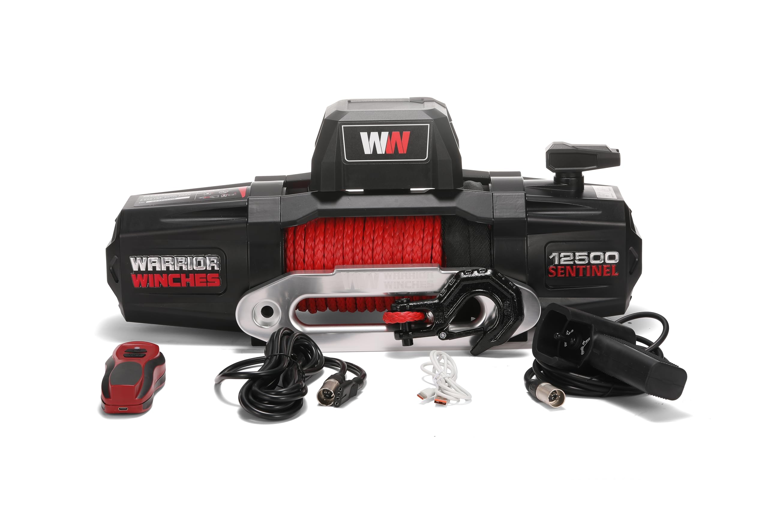 Warrior Winches Sentinel 12500lb Electric Winch - 12V Synthetic Rope, Wireless Remote, Towing, Off-Road Recovery, Heavy Duty Trailer Winch, Truck Winch