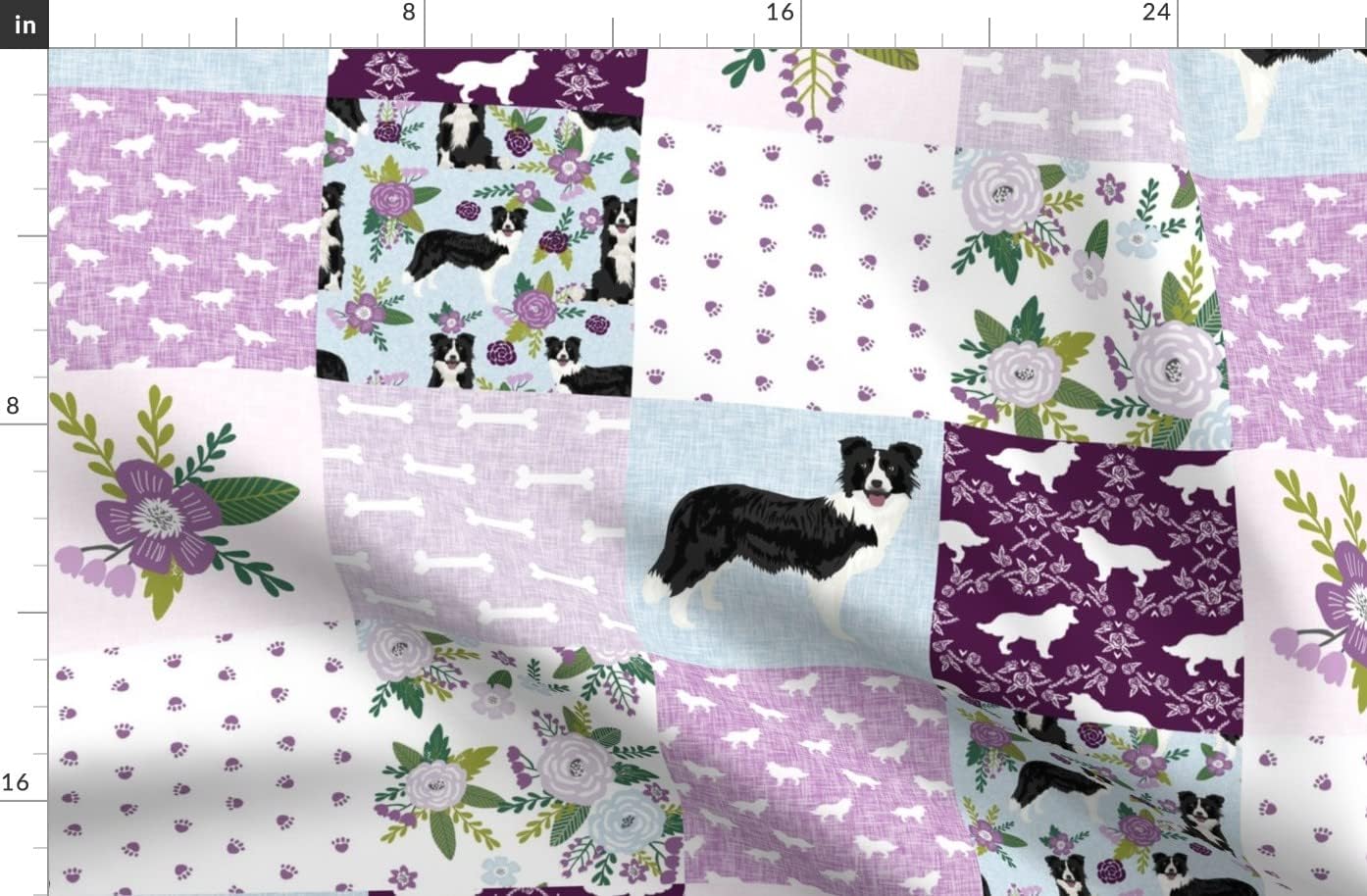 Spoonflower Fabric - Border Collie Pet Quilt Cheater Dog Breed Nursery Printed on Organic Cotton Sateen Fabric by The Yard - Sewing Quilting Apparel Home Decor