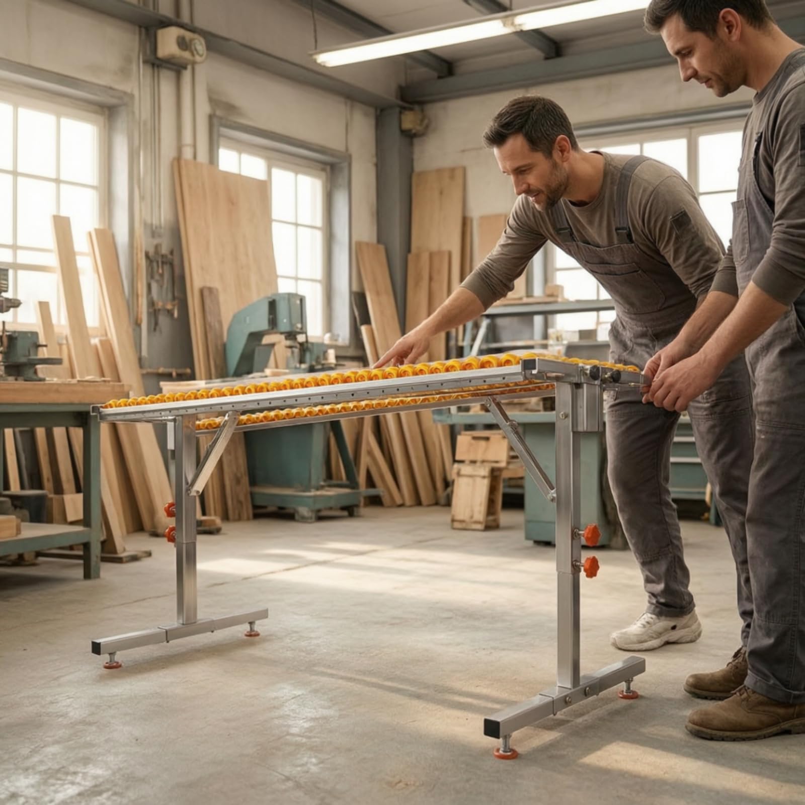 Support Bracket Werkstückständer Rollenbock Materialauflage Zuführtisch Höhenverstellbar aus Edelstahl mit Doppelrollen für Werkbank Säge