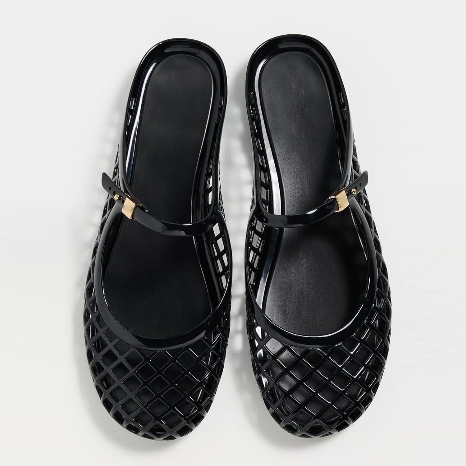 ClassicSter Jelly Mary Janes for Women Mesh Flats Clear Jellies Slide Closed Toe Slip On Mules Beach Buckle Strap Low Heel Sandals - Image 7