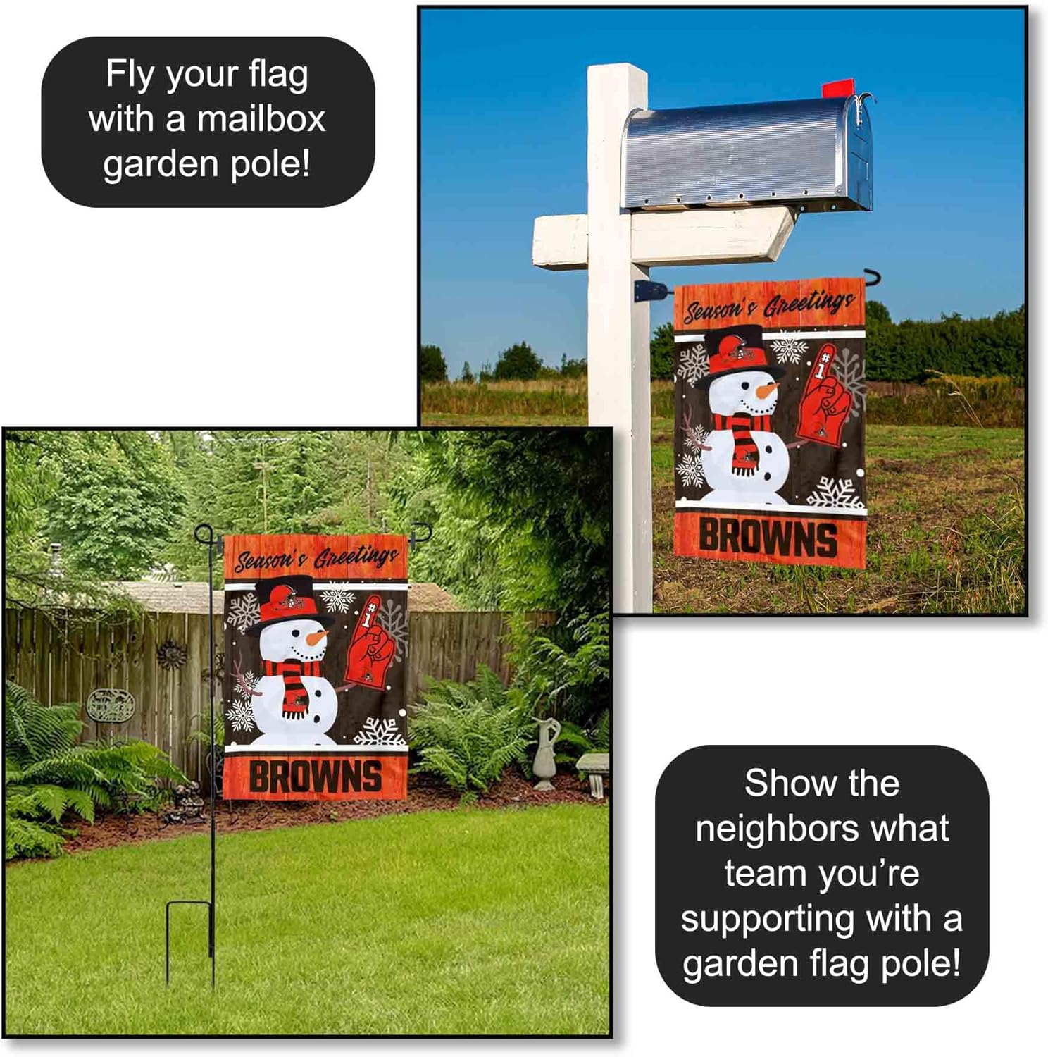 Cleveland Browns Holiday Winter Snow Garden Flag Double Sided Banner - Image 4