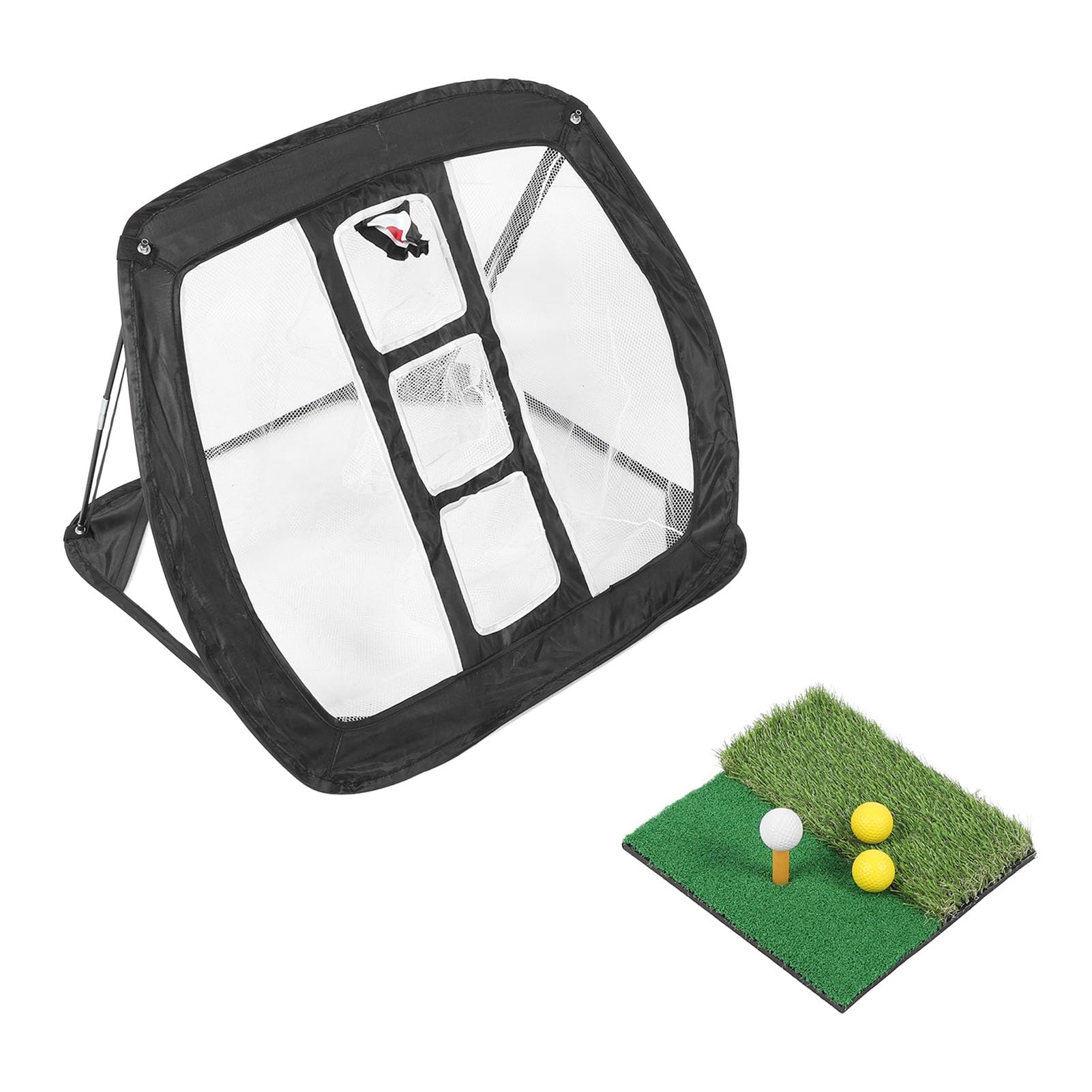 All in One Golf Practice Net, Backyard Training Aid with Mat, Balls, Tee Bag for Driving Chipping