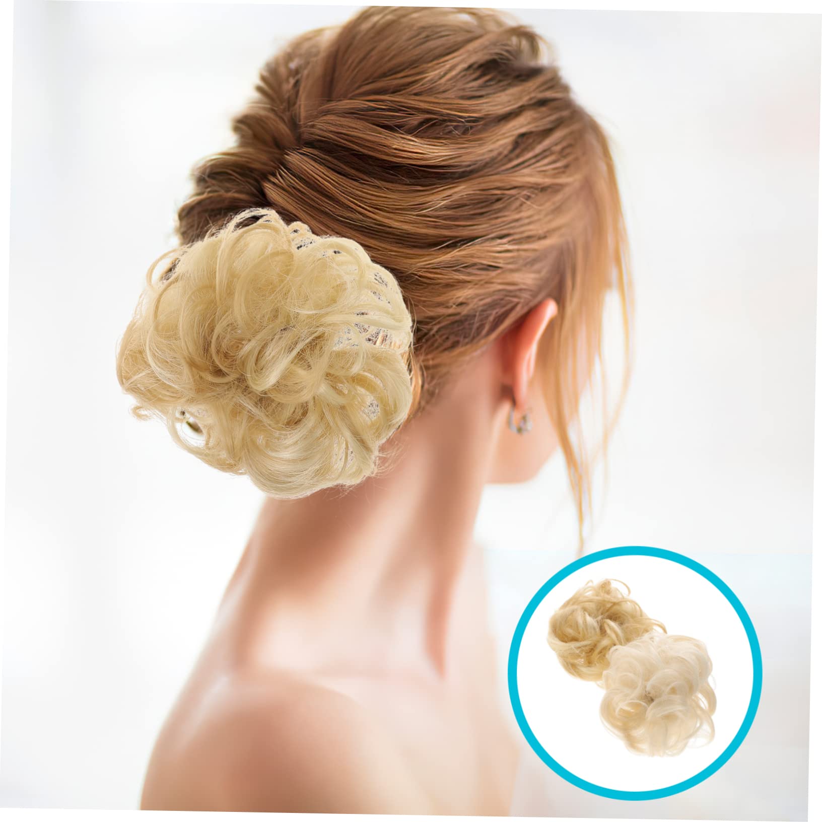 FRCOLOR 4 Set Elegante Chignon Invisibile Finto Per Da Donna Chignon Riccio Pezzi Di Elastico Per Chignon Coda Di Cavallo Estensione 2 Pezzi * 4