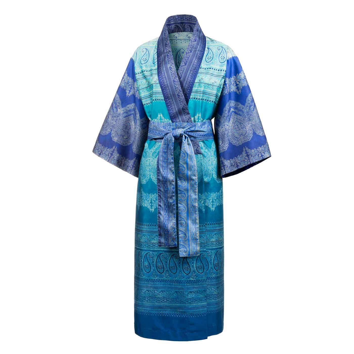 Bassetti Brunelleschi Kimono – 100% Baumwollsatin, Türkis V2 (L-XL)