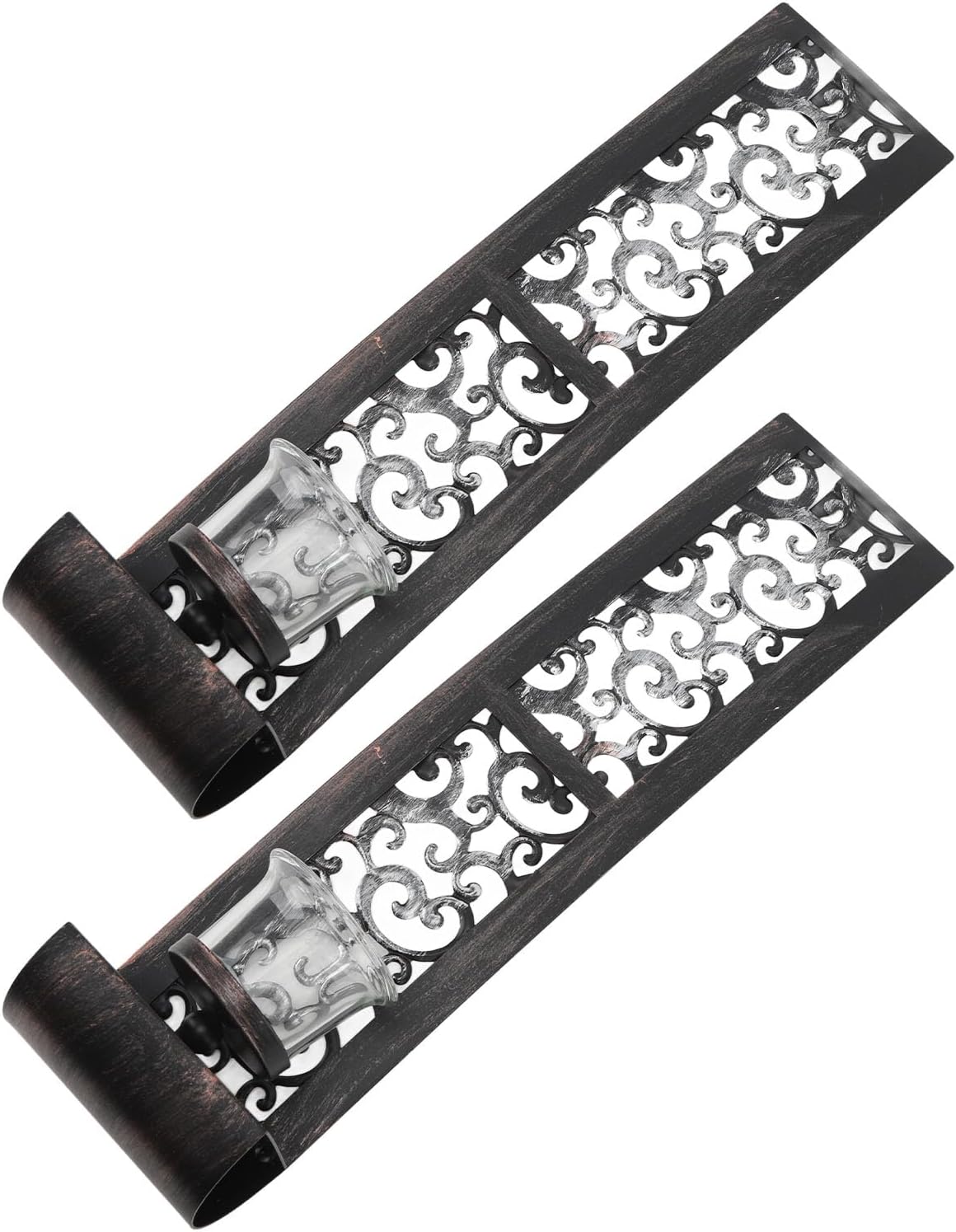 Wall Sconce Candle Holder, Antique Iron Candlestick Wall Art Decoration for Home Living Room Bathroom Bedroom Restaurant Office, Set of 2