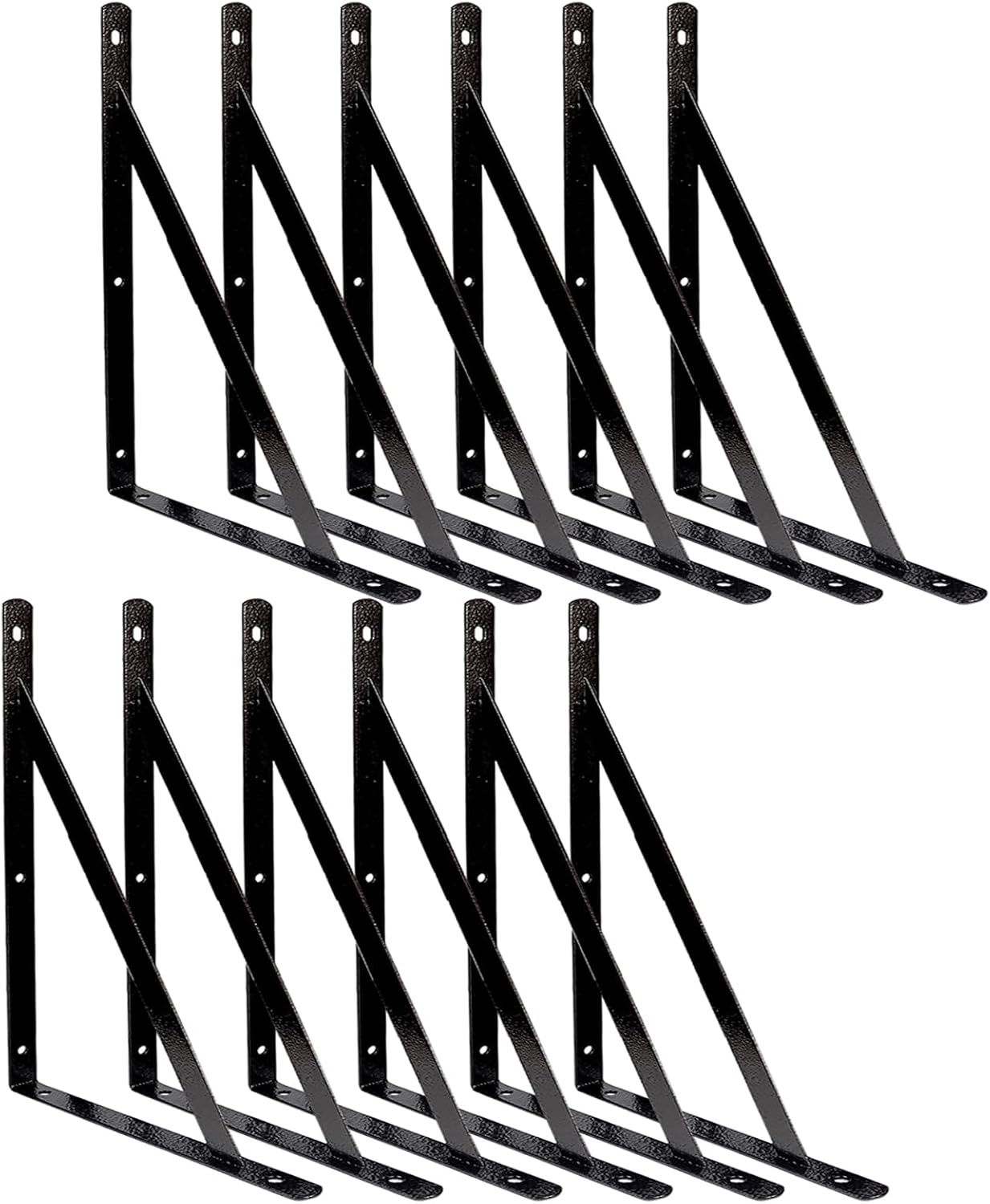 12PCS Heavy Duty Shelf Bracket for Shelves, 8Inch Black Metal Wall