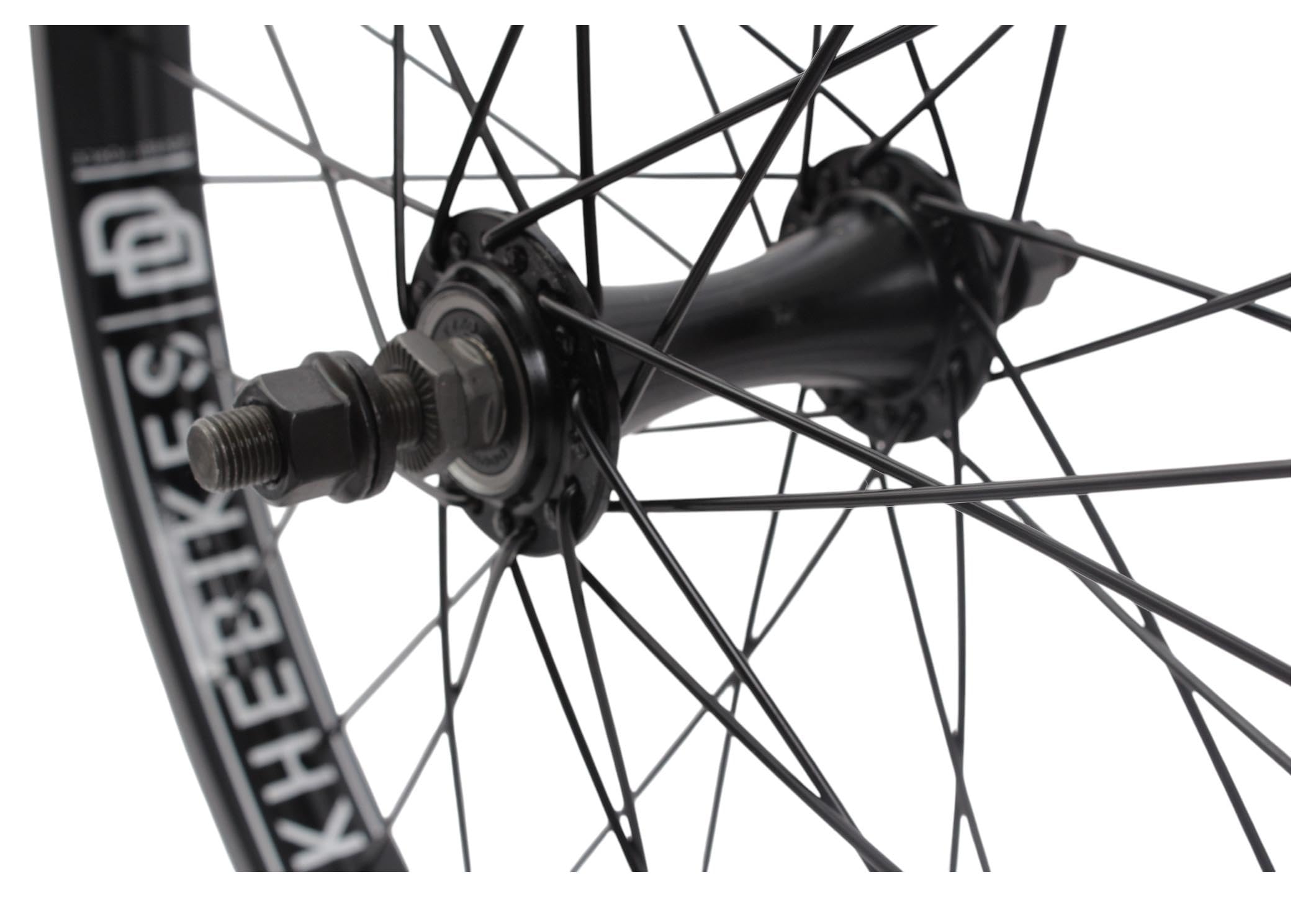 KHE MVP - Juego de ruedas BMX de 20 pulgadas, 10 mm, delanteras, 14 mm traseras, cassette 9T RHD, llantas de doble cámara, rodamientos industriales, color negro