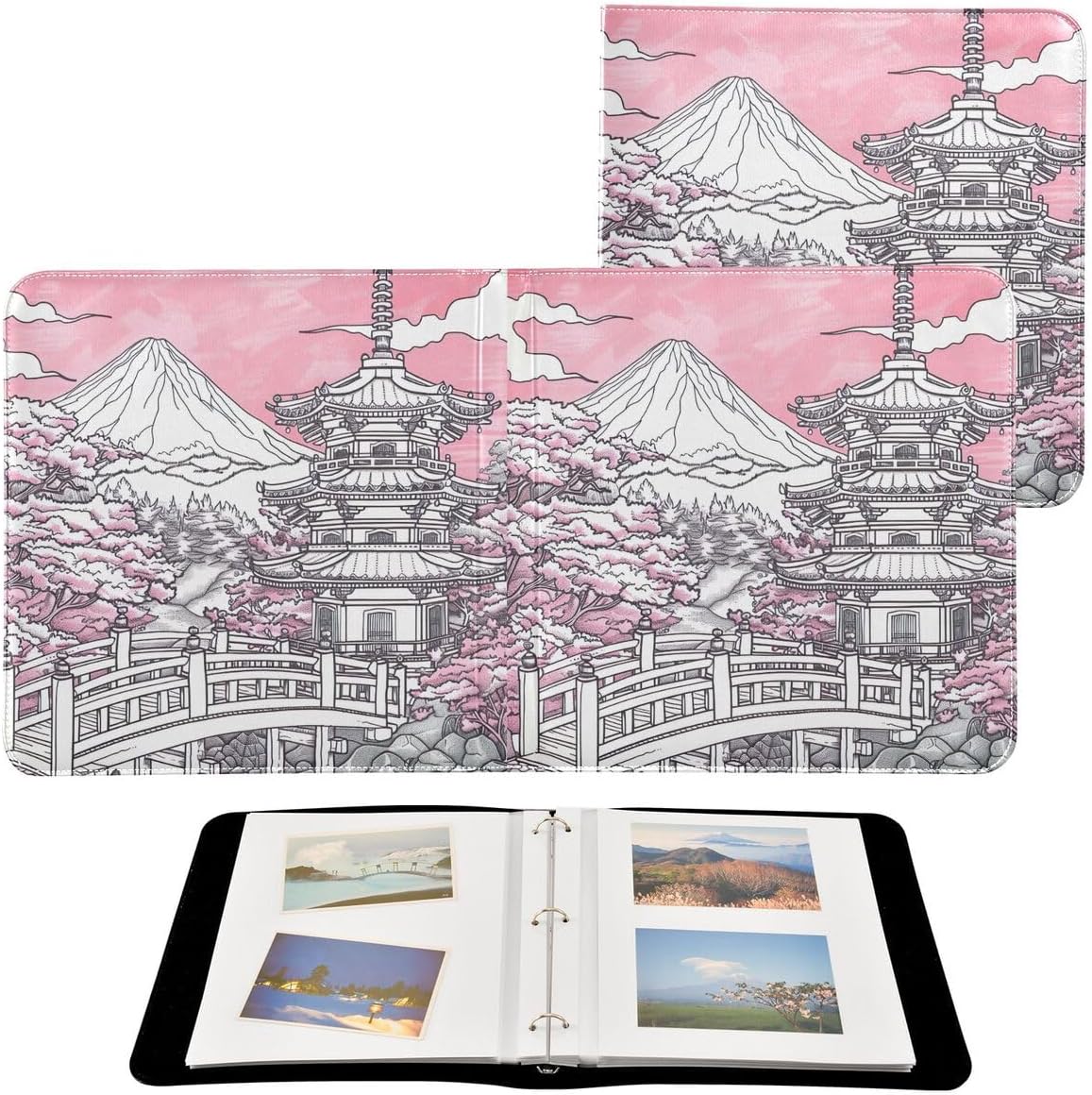Nander Japanese Cherry Blossoms Photo Album,Large Capacity Leather Cover Photo Book,Scrapbooking Albums for Family Anniversary Wedding 11Inch